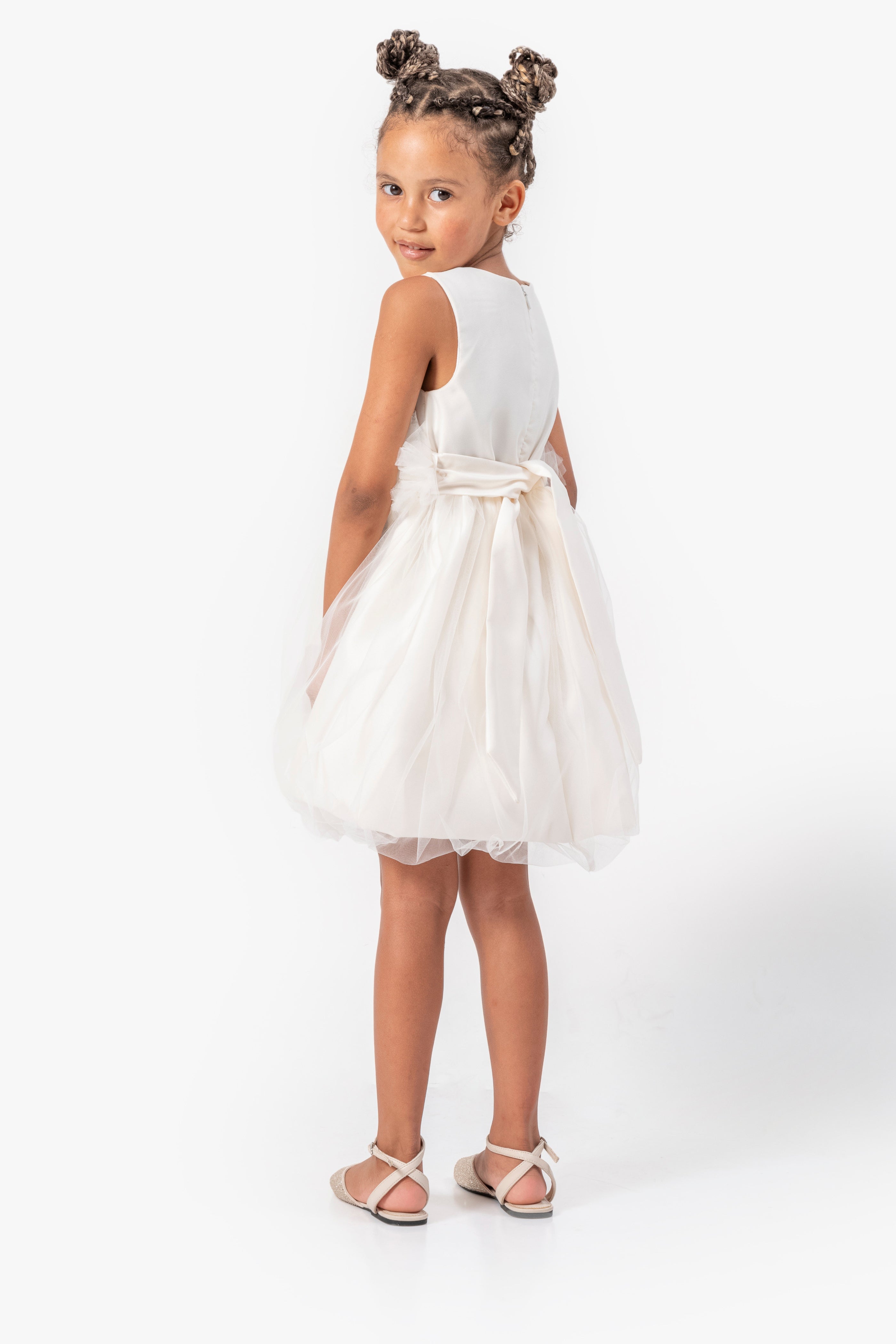 Abito Bianco Bambina Tulle e Fiori