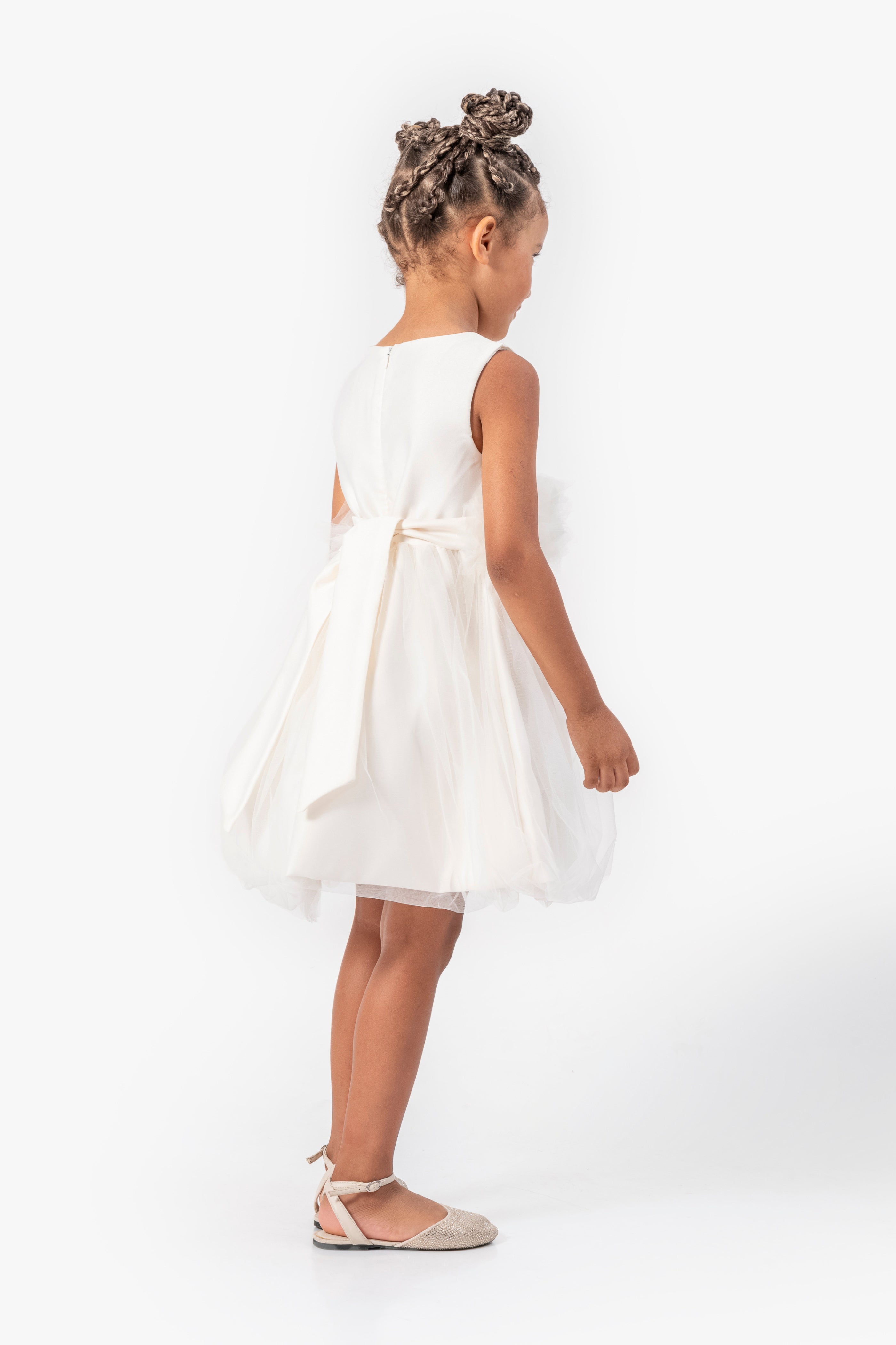 Abito Bianco Bambina Tulle e Fiori