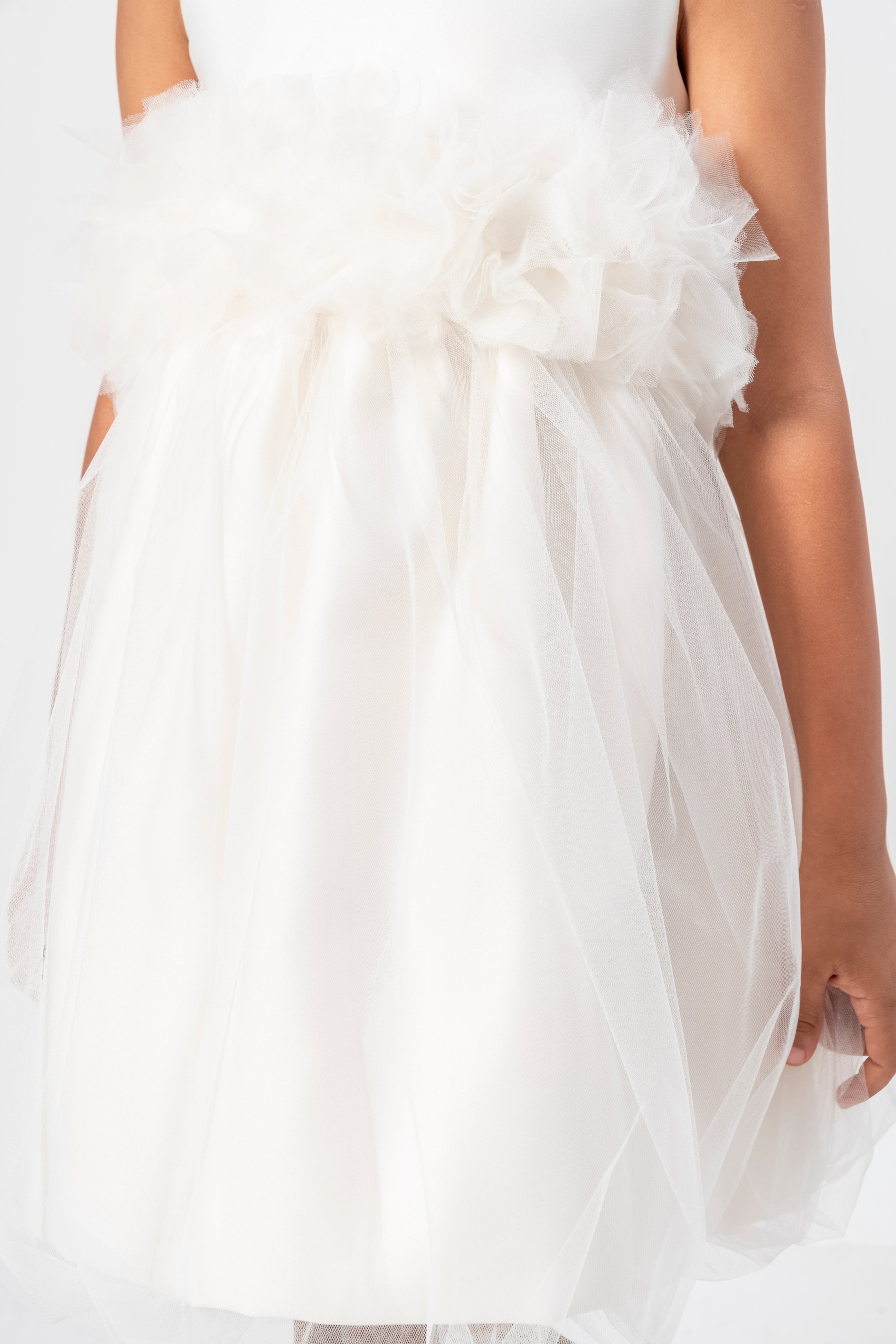 Abito Bianco Bambina Tulle e Fiori