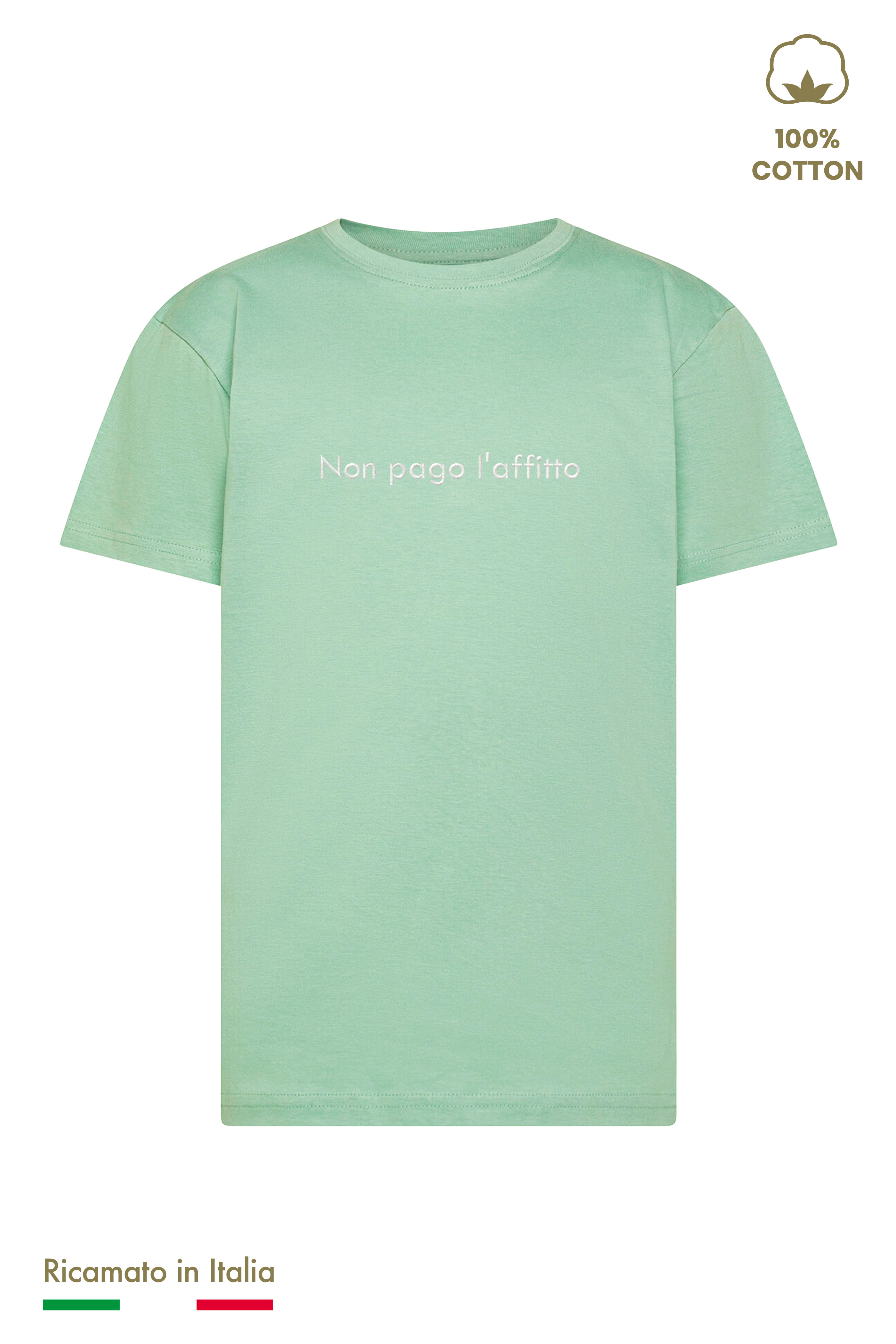 T-shirt Ricamata "Non pago l'affitto"