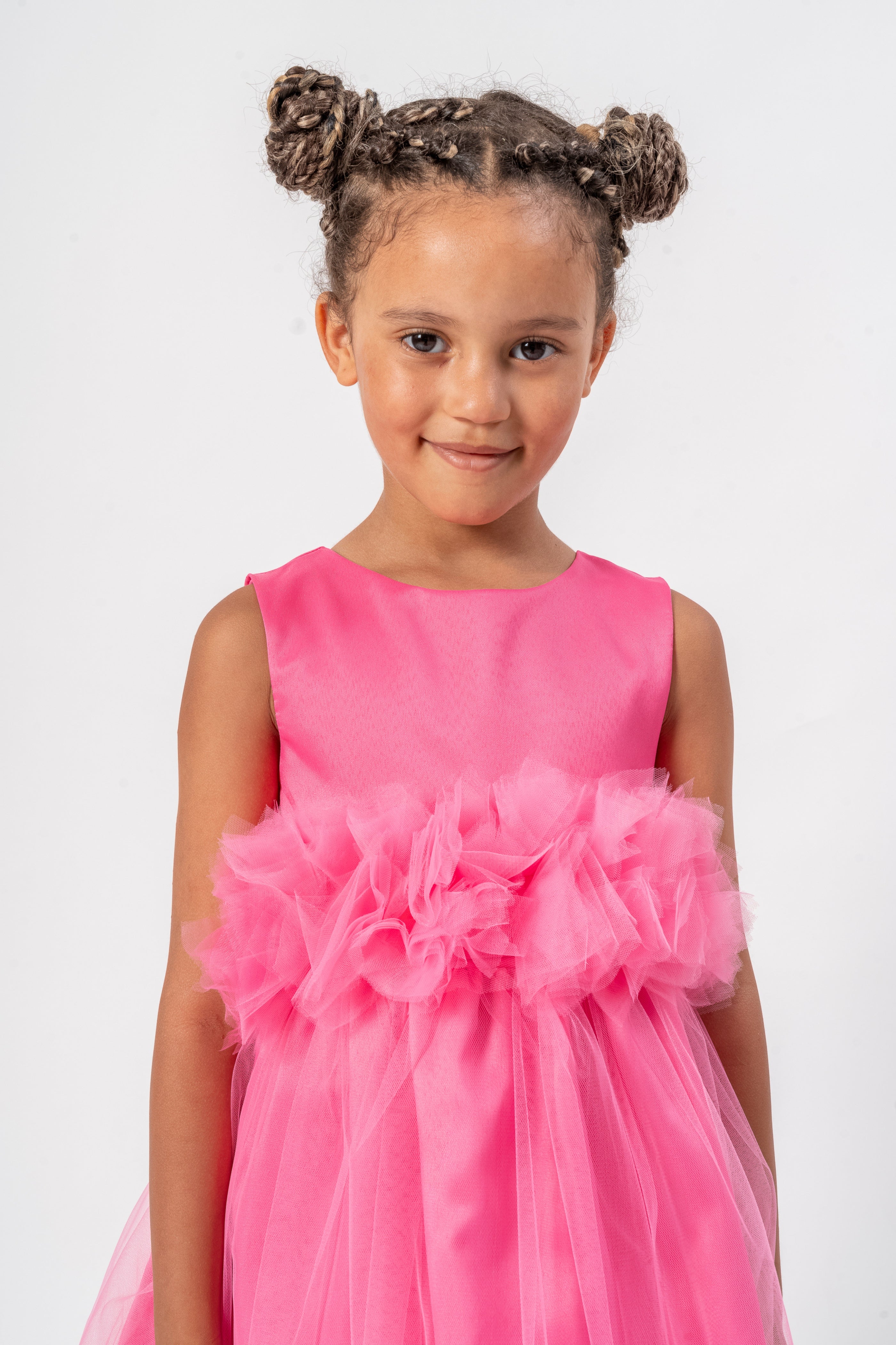Abito Fucsia Bambina Tulle e Fiori