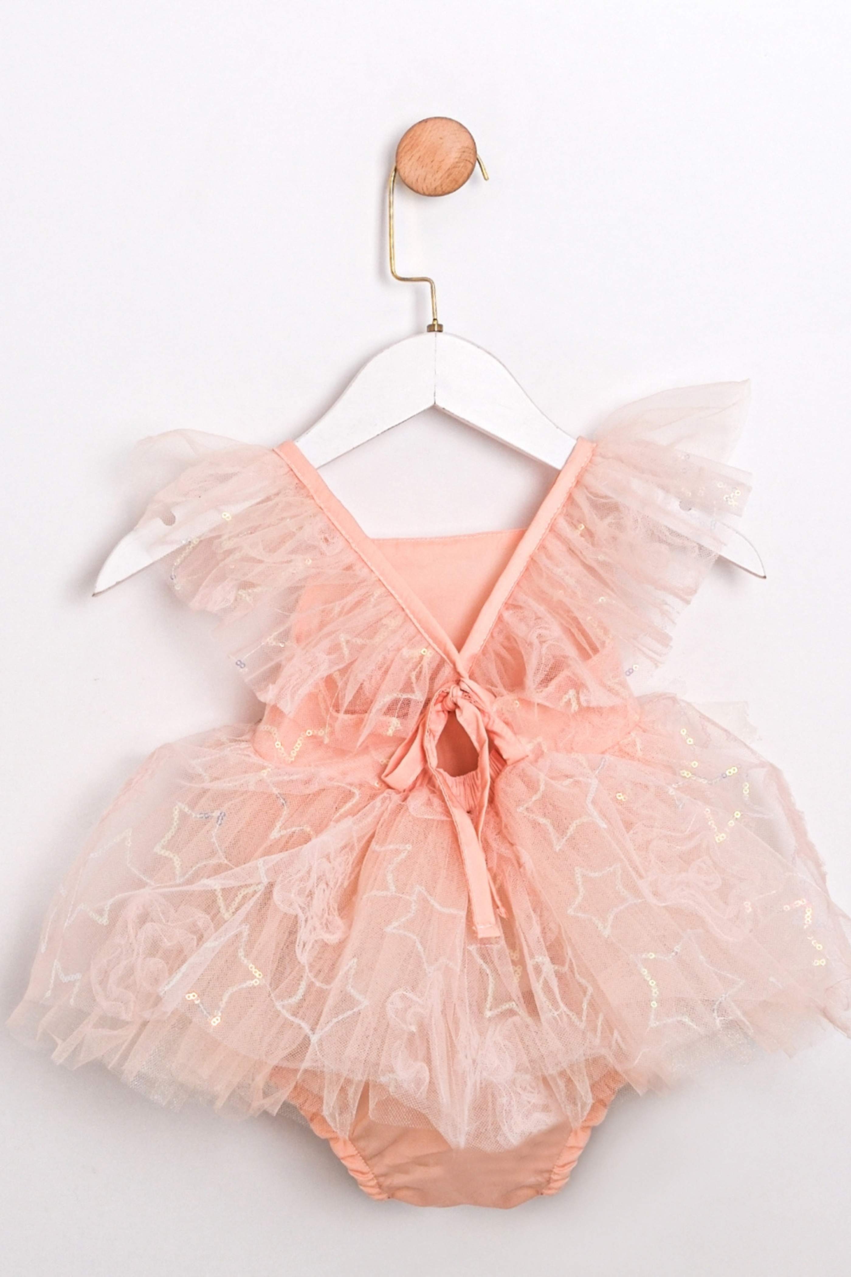 Abito Neonata Fatina Paillettes Pesca