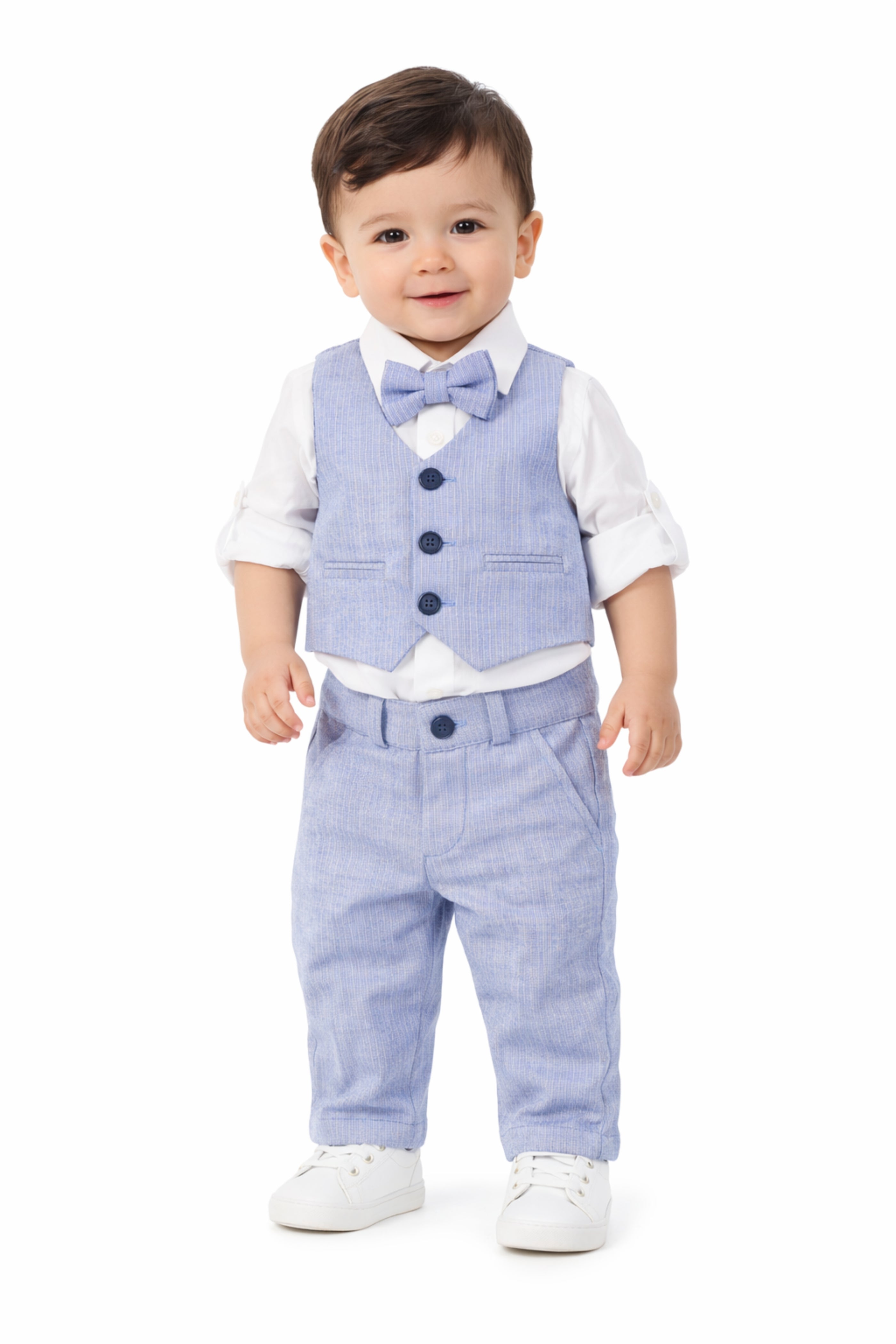 Completo Battesimo Bimbo Rigato Azzurro