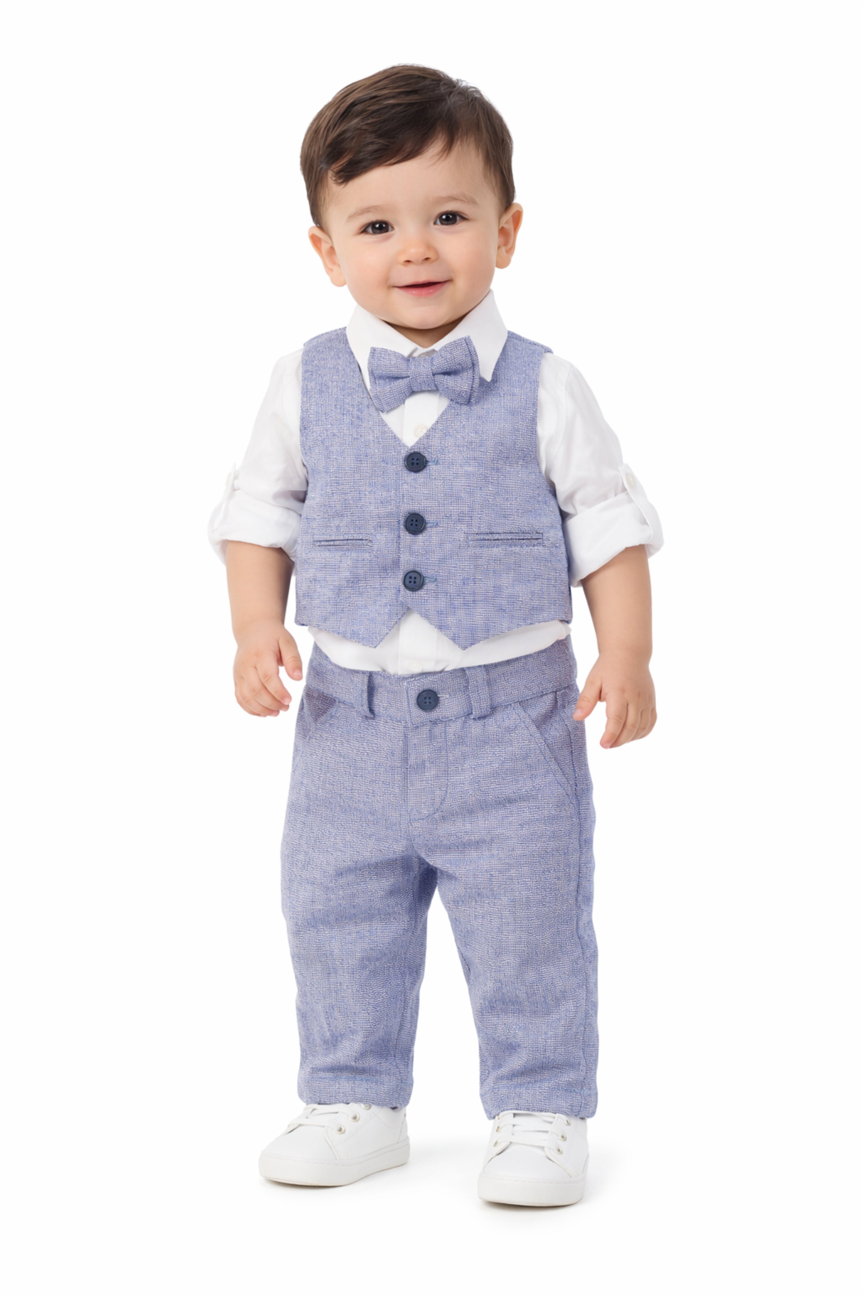 Completo Battesimo Bimbo Effetto Denim