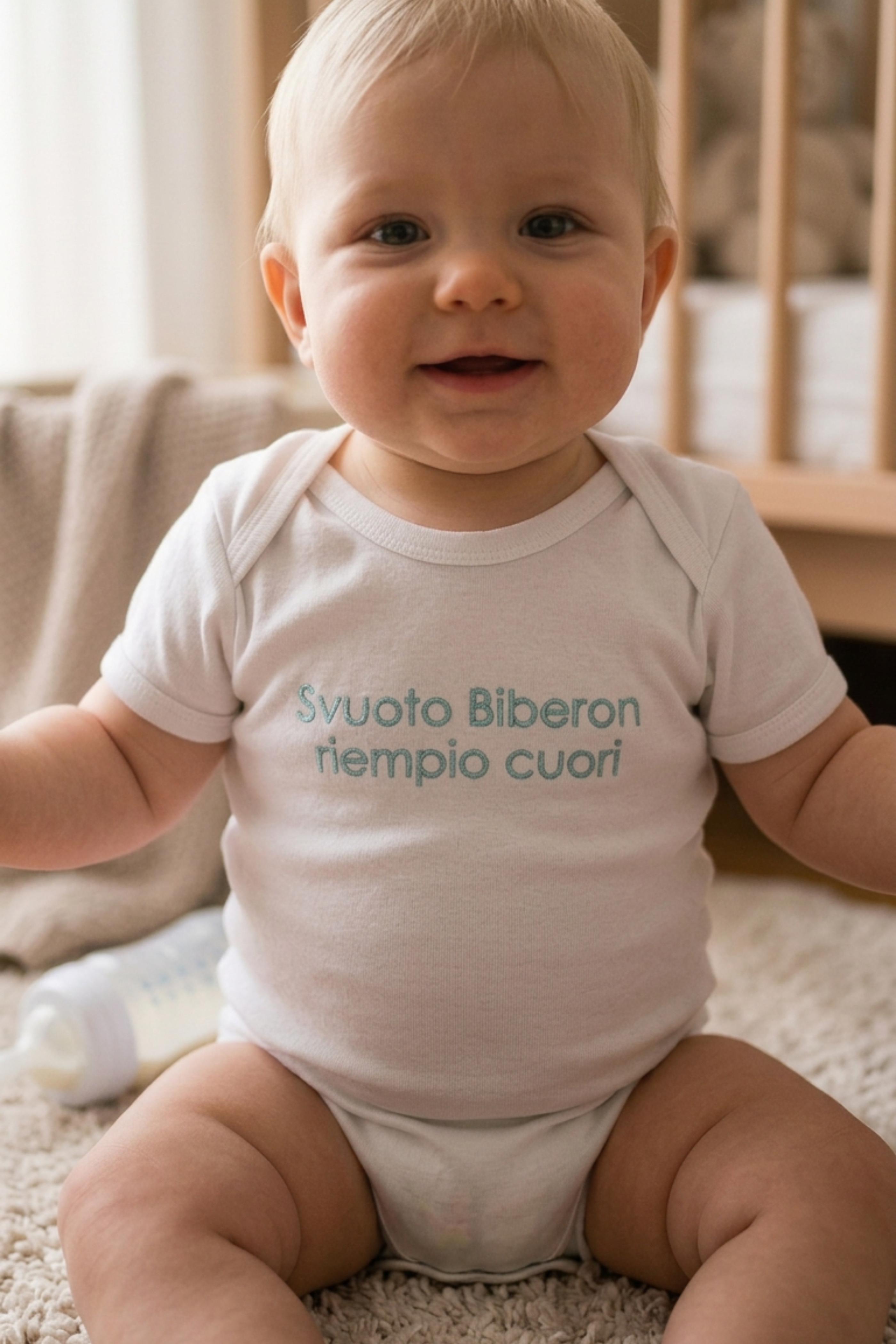 Body Ricamato "Svuoto biberon riempio cuori?"