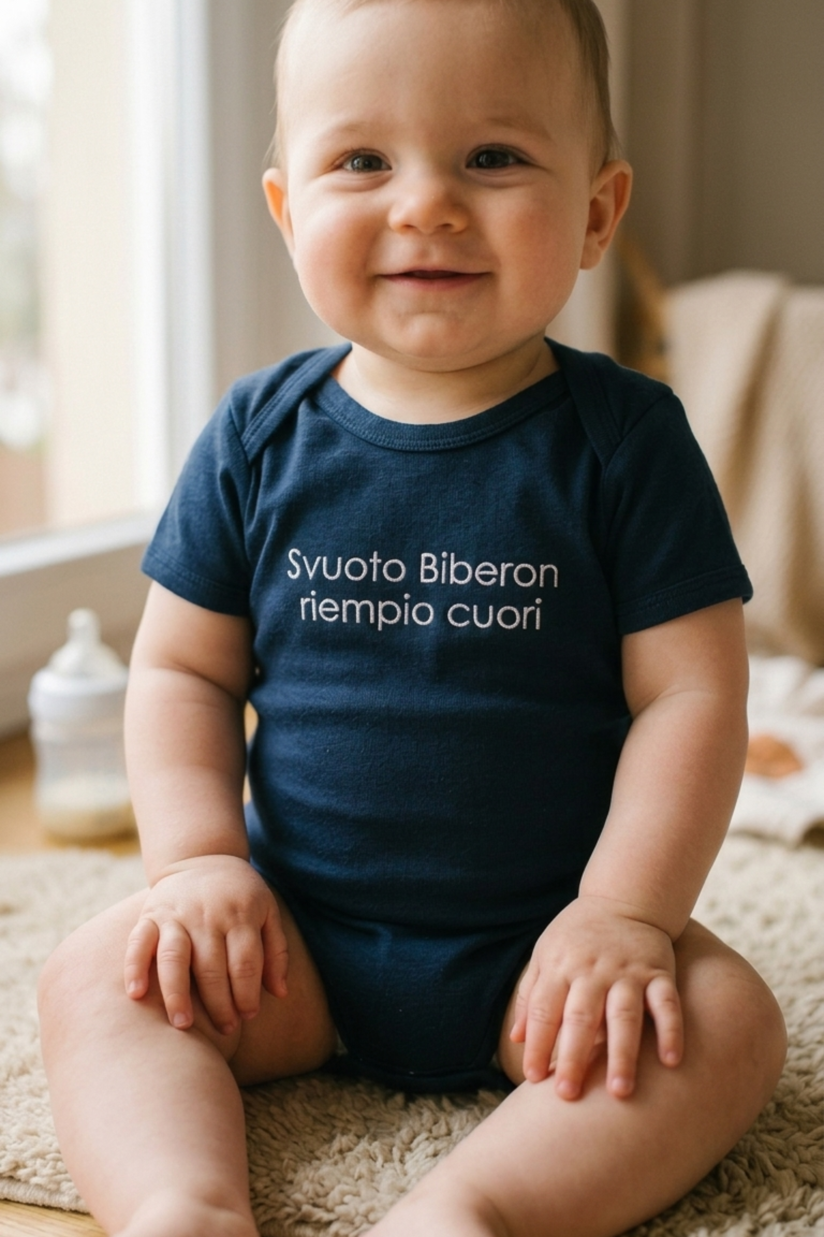 Body Ricamato "Svuoto biberon riempio cuori?"