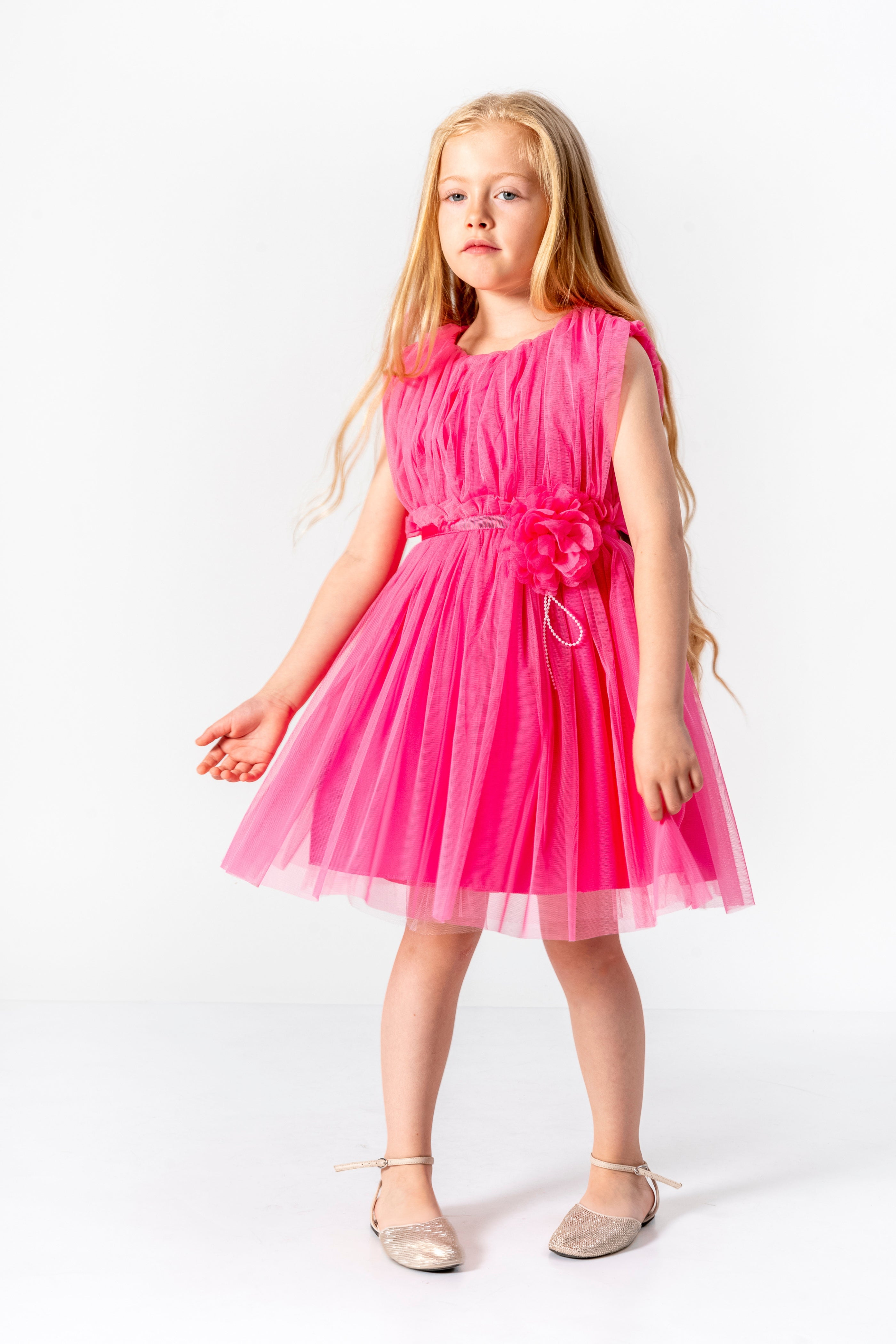 Abito Fucsia Bambina Romantico Fiore