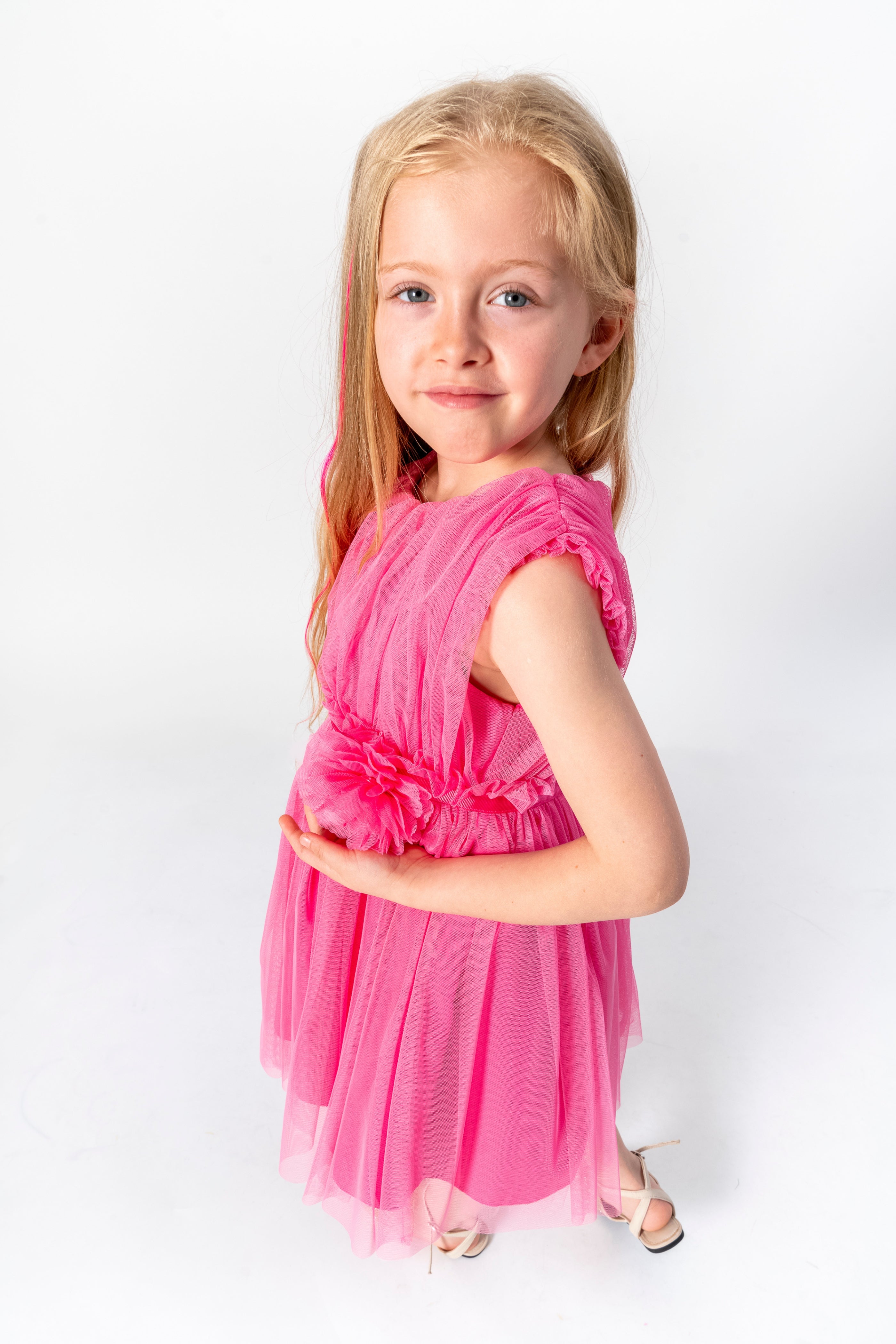 Abito Fucsia Bambina Romantico Fiore