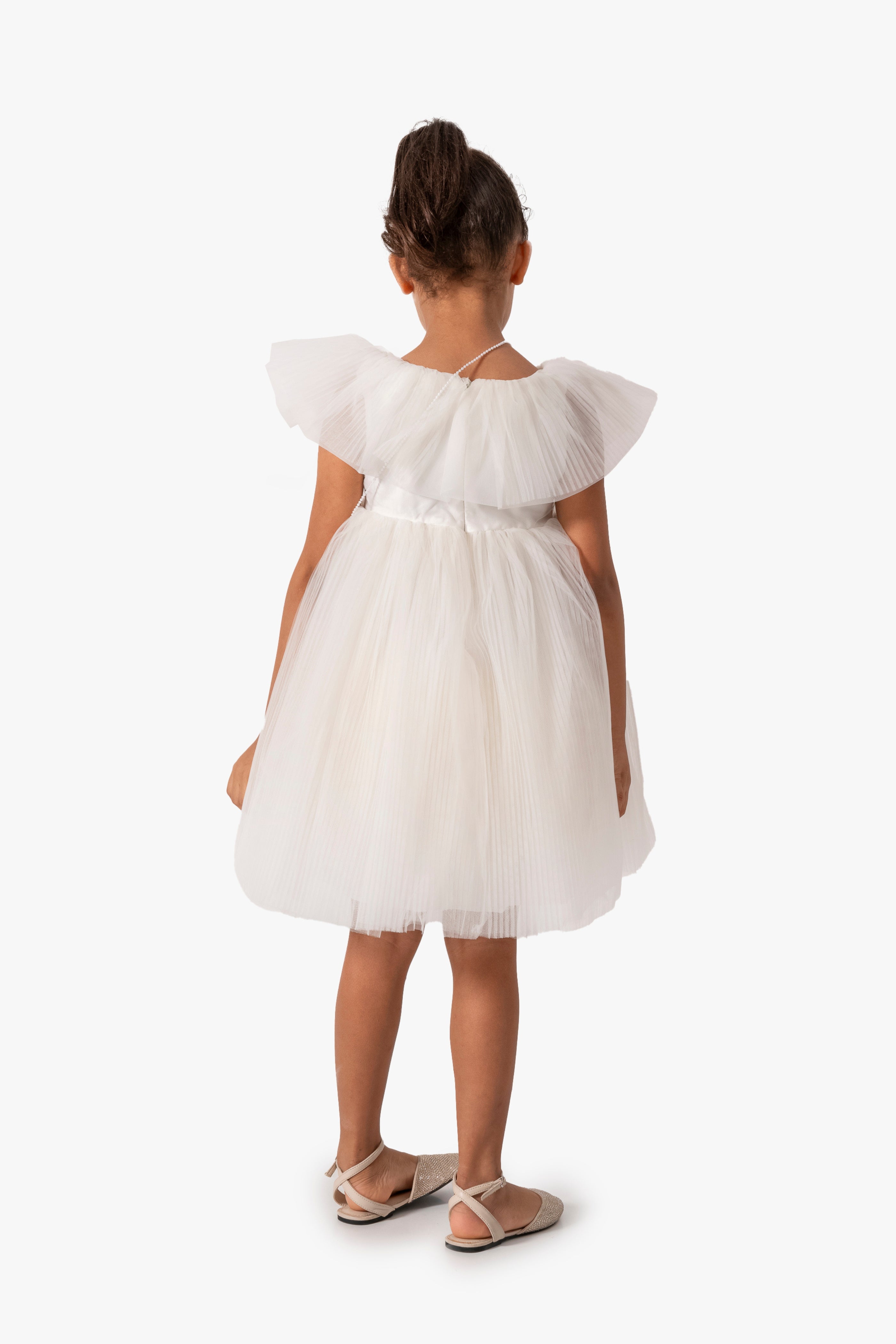Abito Bianco Bambina Scollo Barca
