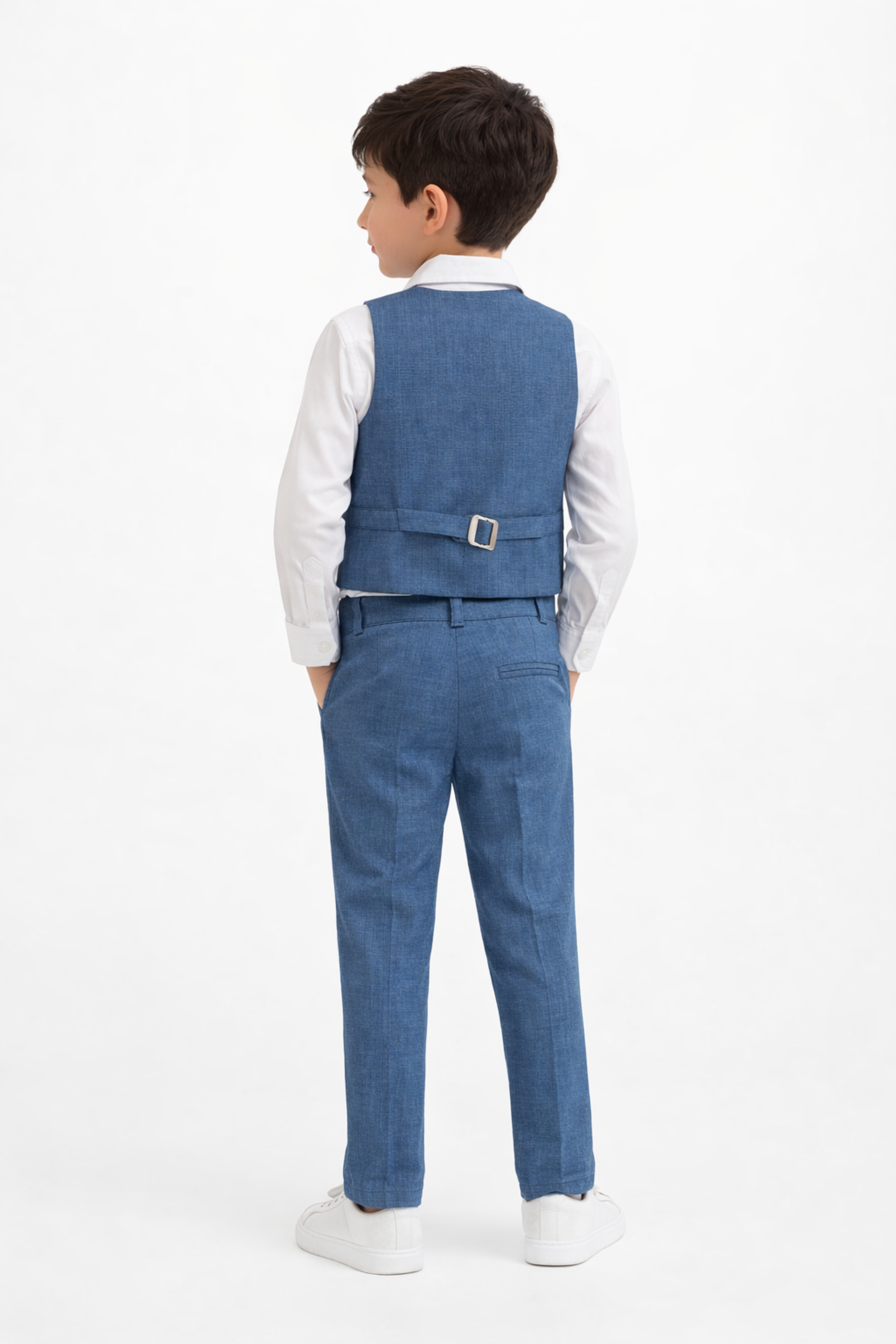 Completo Doppiopetto Bambino 4 pezzi Blu effetto Denim