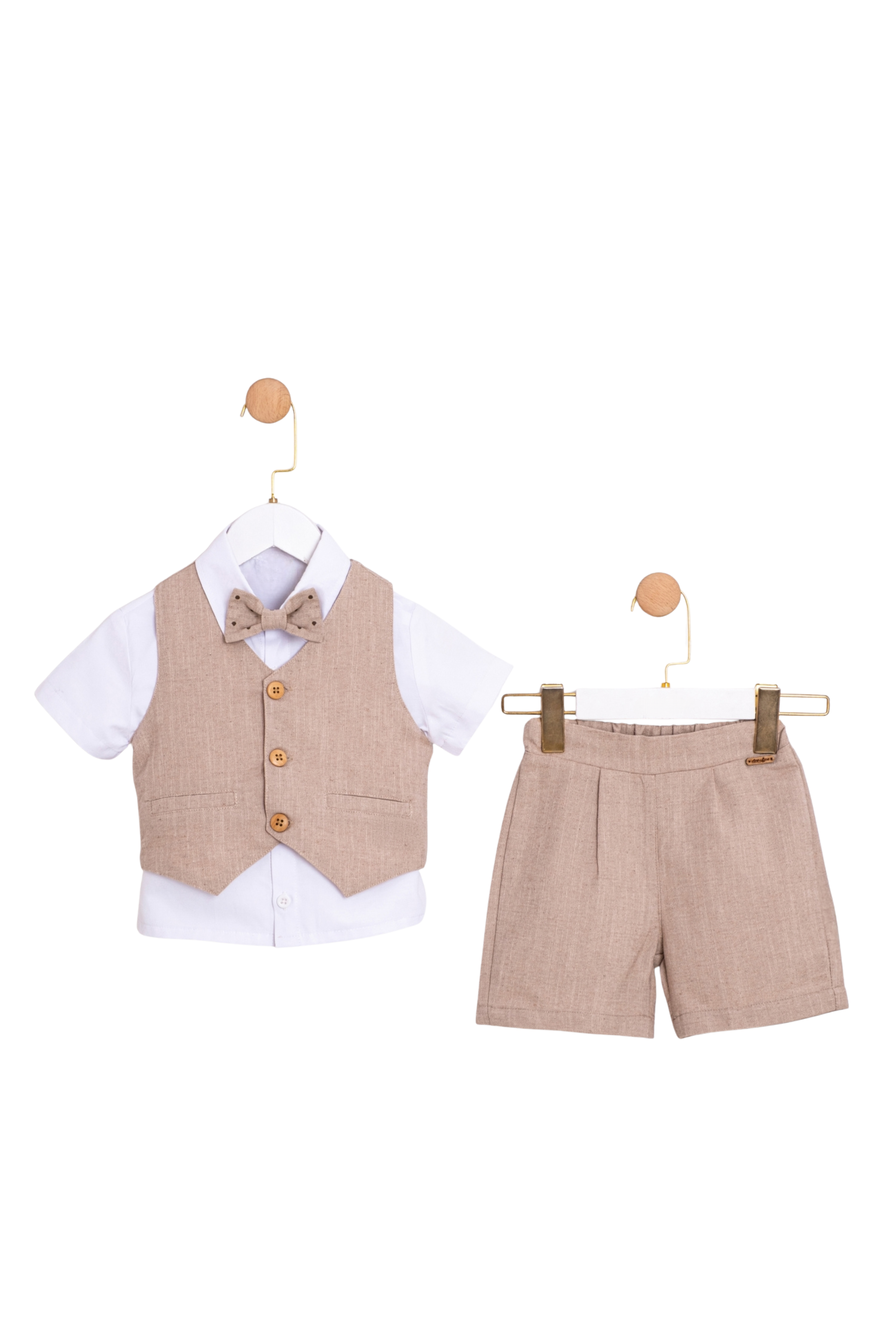 Completo Battesimo Bimbo Beige Pois