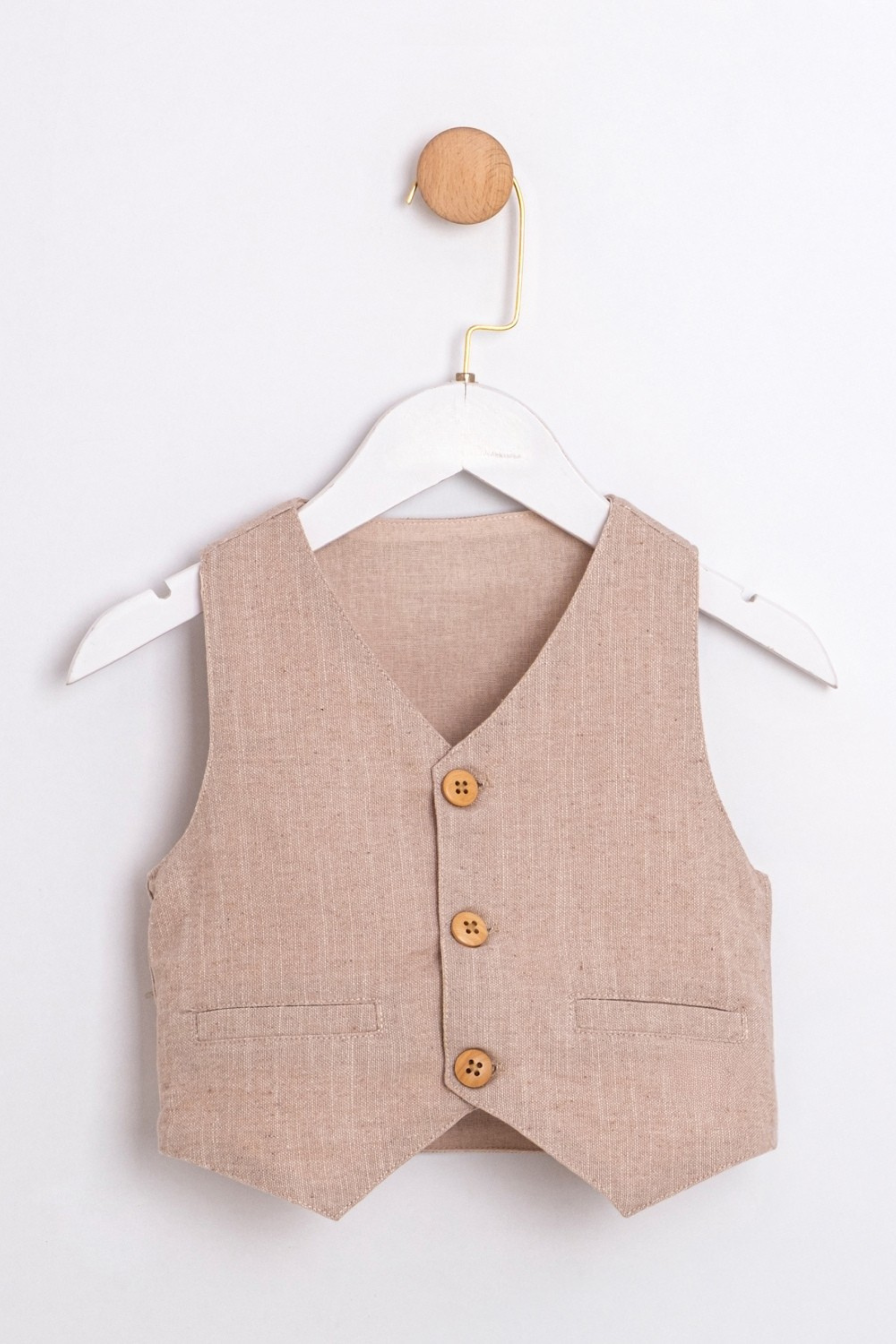 Completo Battesimo Bimbo Beige Pois