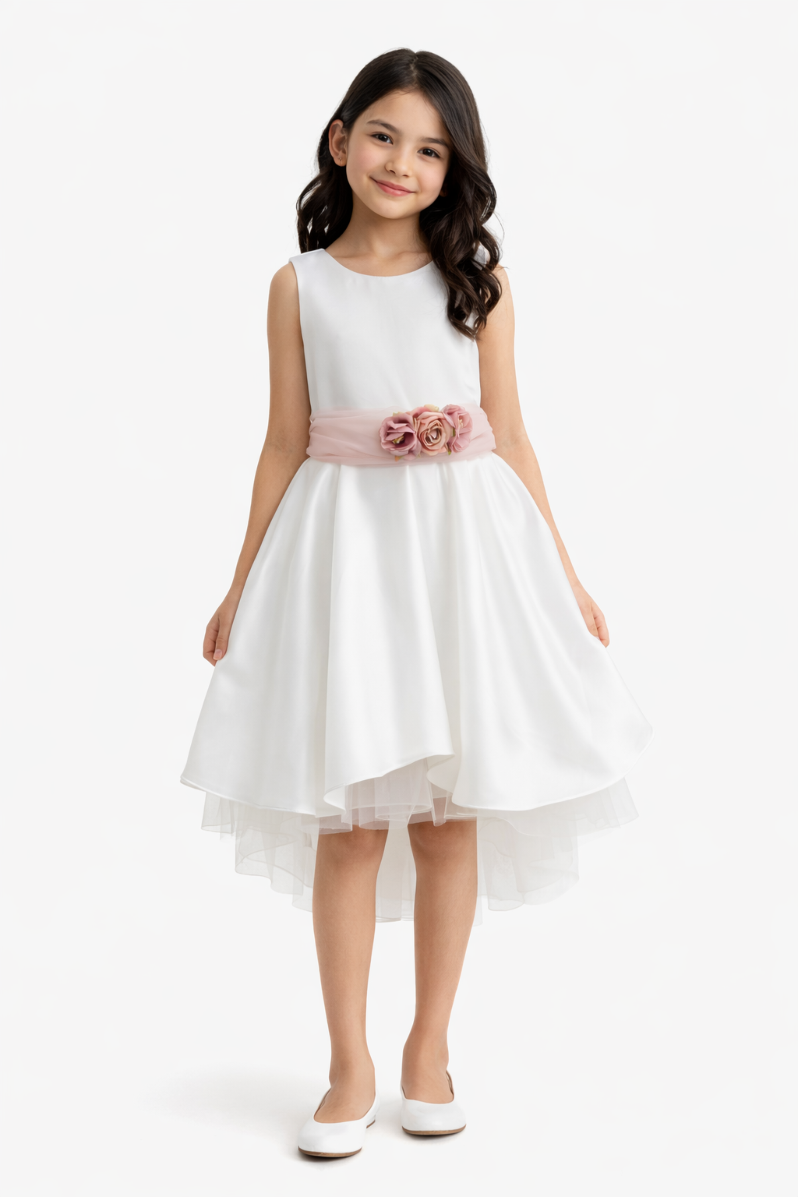 Abito Comunione Bambina Corto Fiore