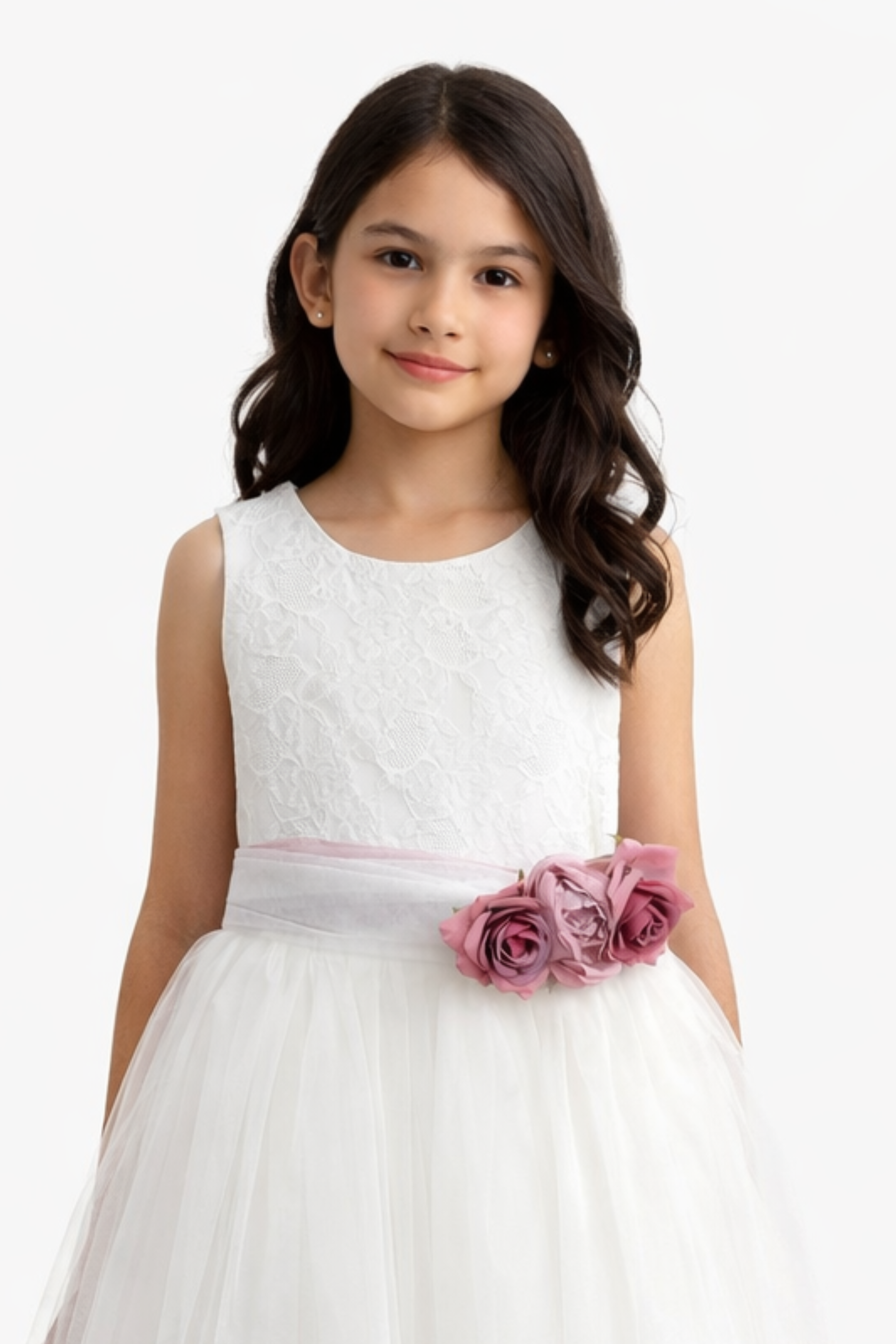 Abito Comunione Bambina Pizzo e Balze