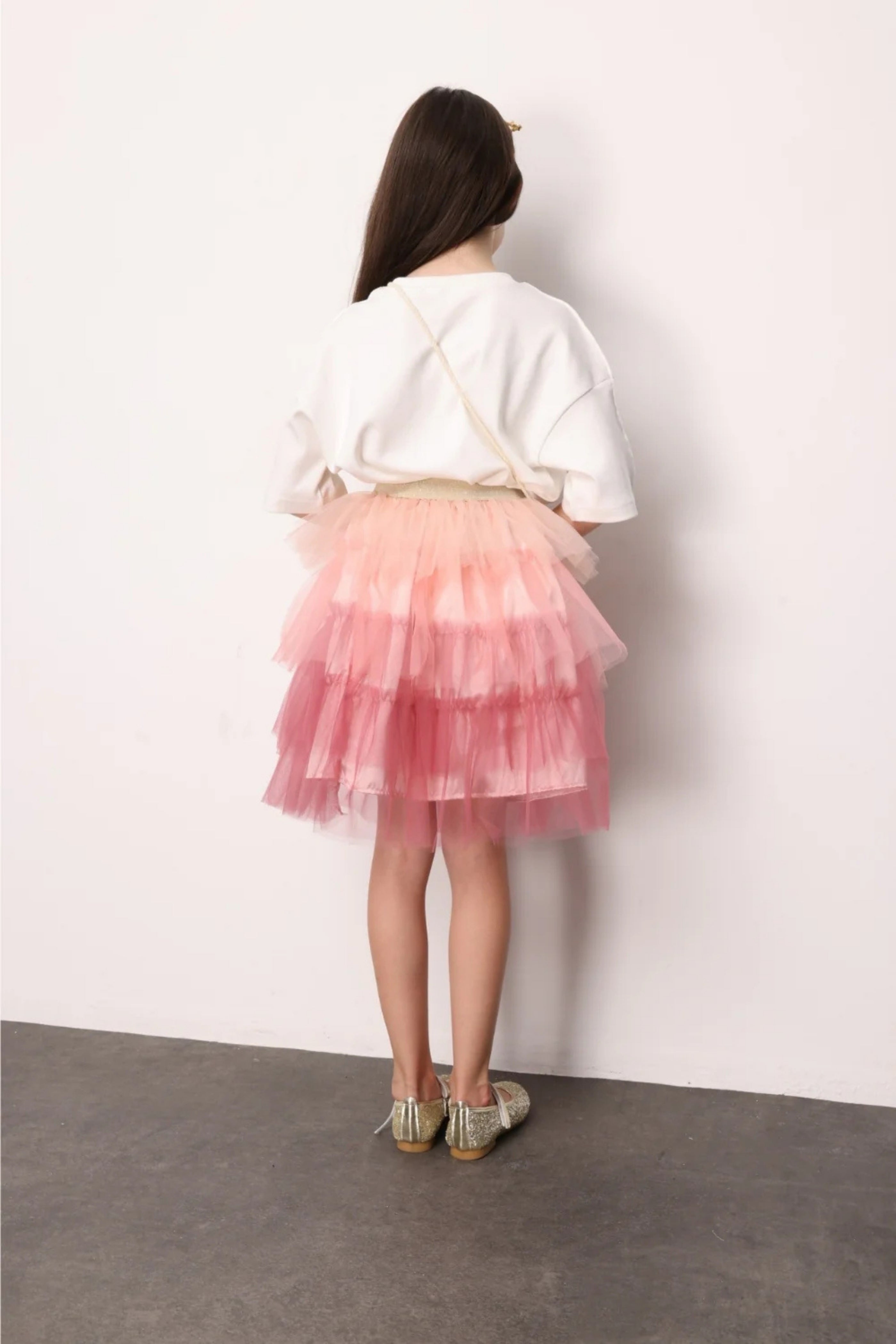 Gonna Bambina Balze Tulle Nude