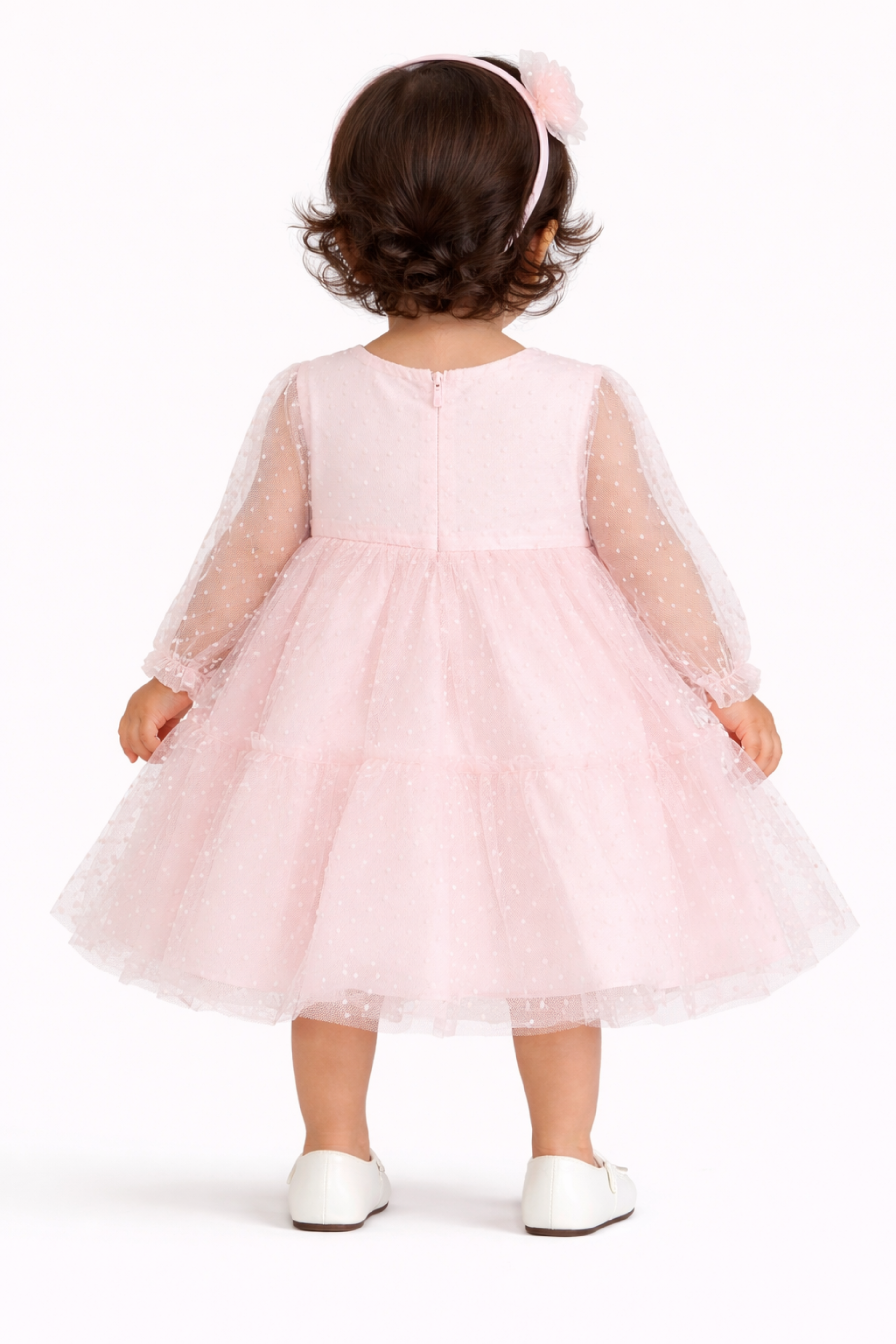Abito Neonata Tulle Pois Rosa