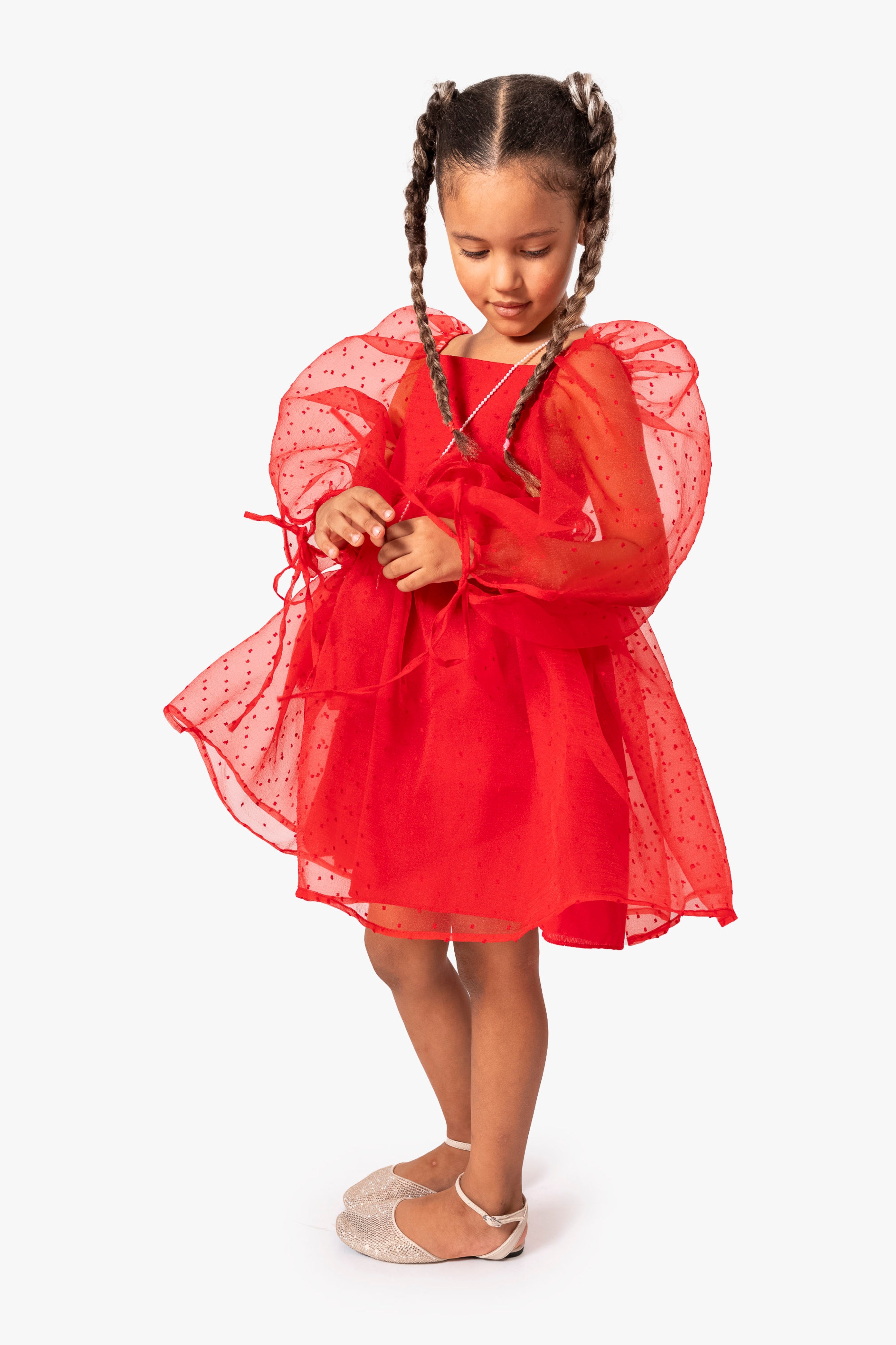 Abito Rosso Bambina Palloncino e Fiore