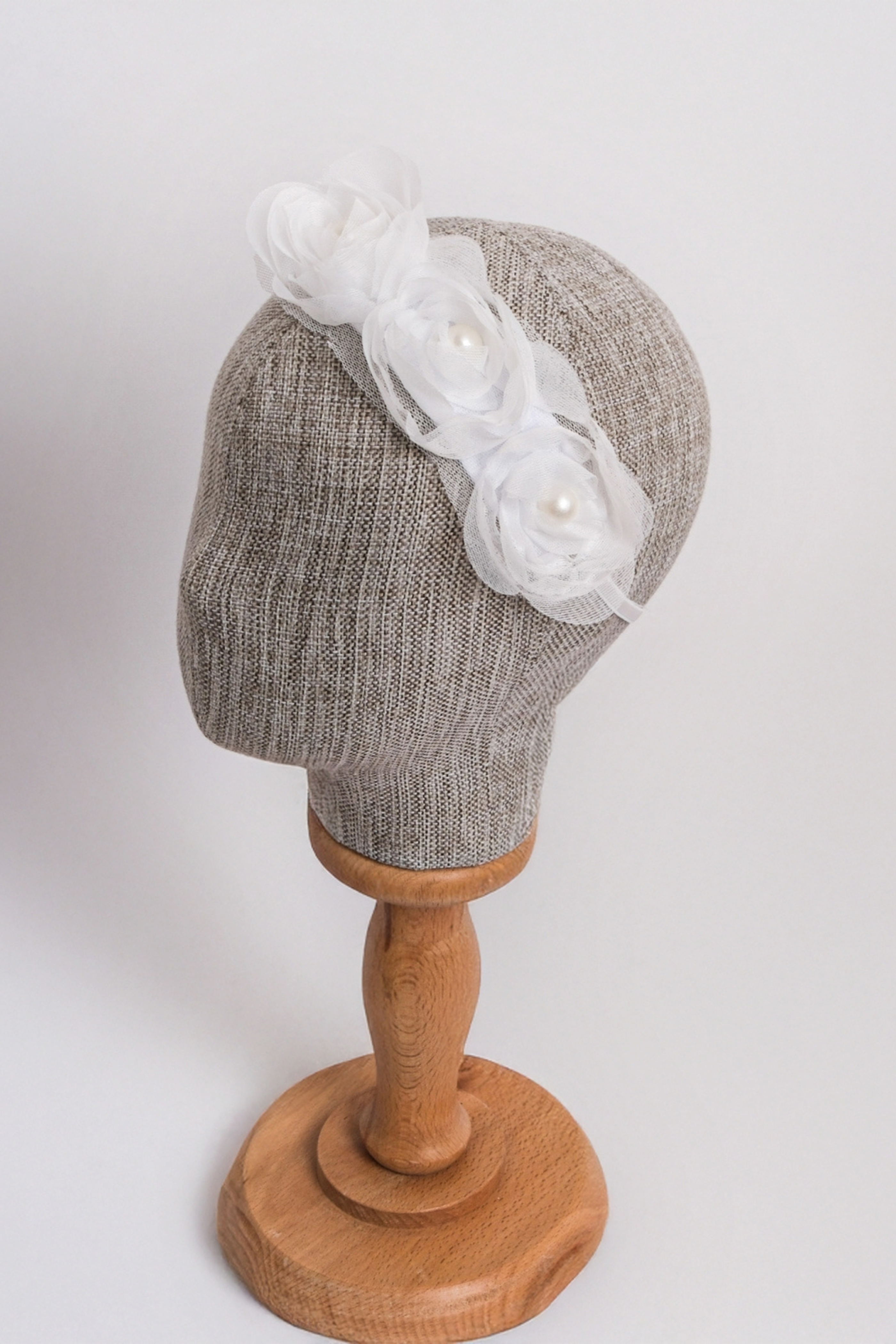 Fascia Neonata Corona Fiori Bianco