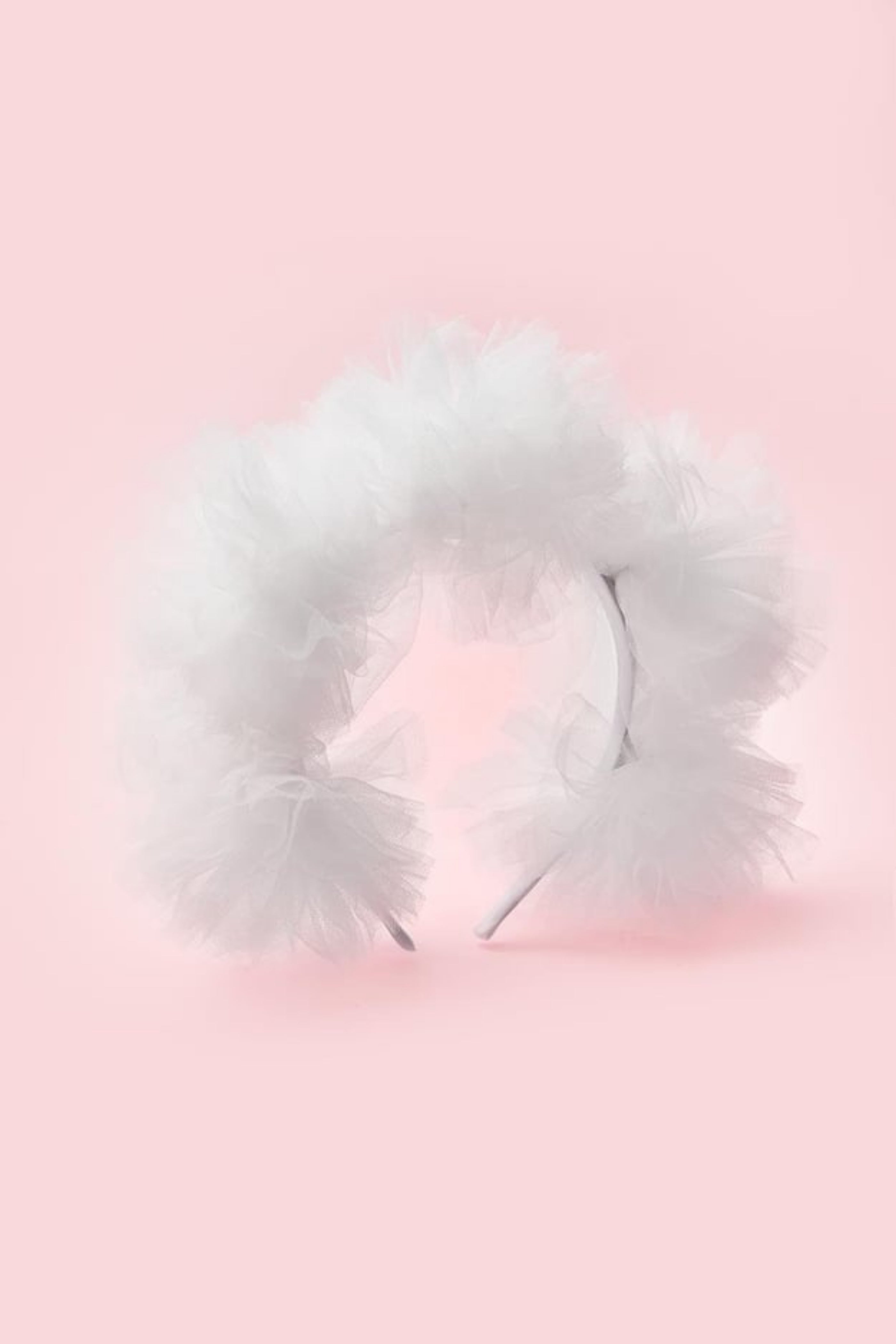 Cerchietto Bianco Bambina Pom Pom Tulle