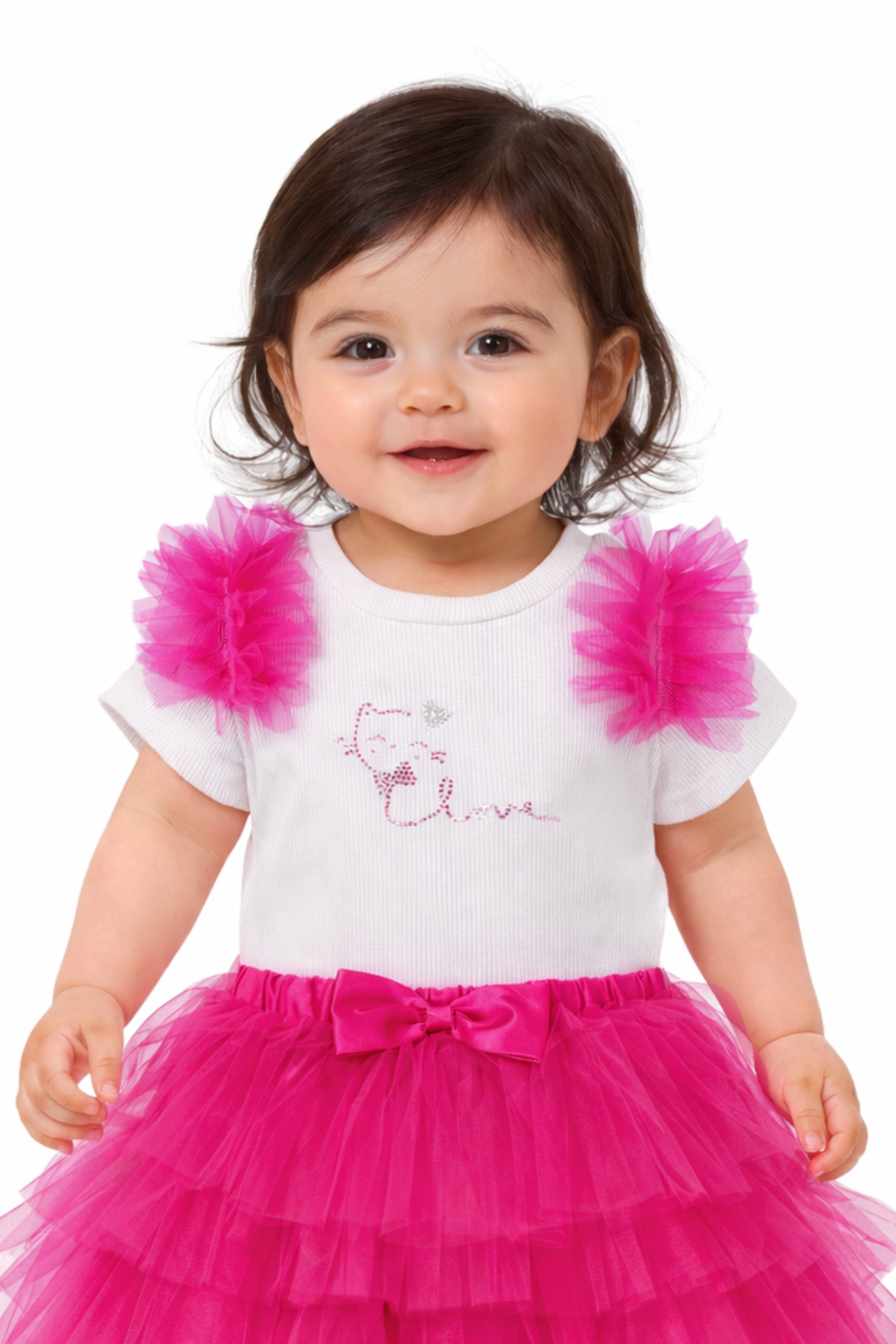 Completo Neonata Tulle Fucsia