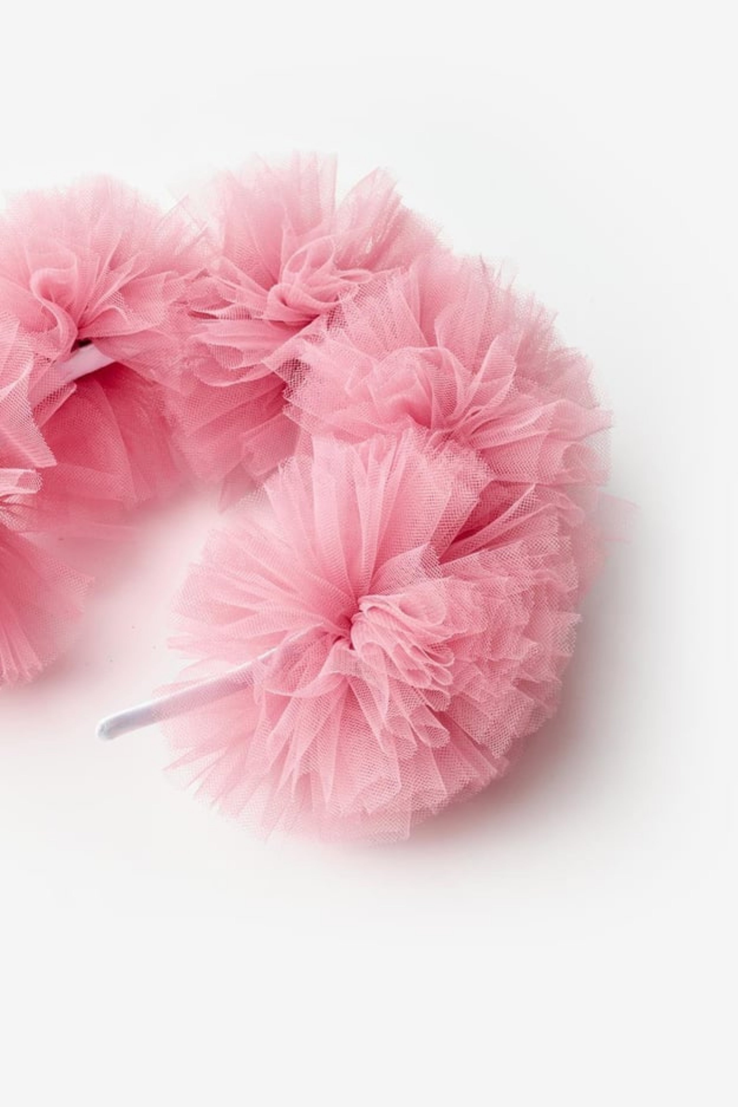 Cerchietto Rosa Bambina Pom Pom Tulle