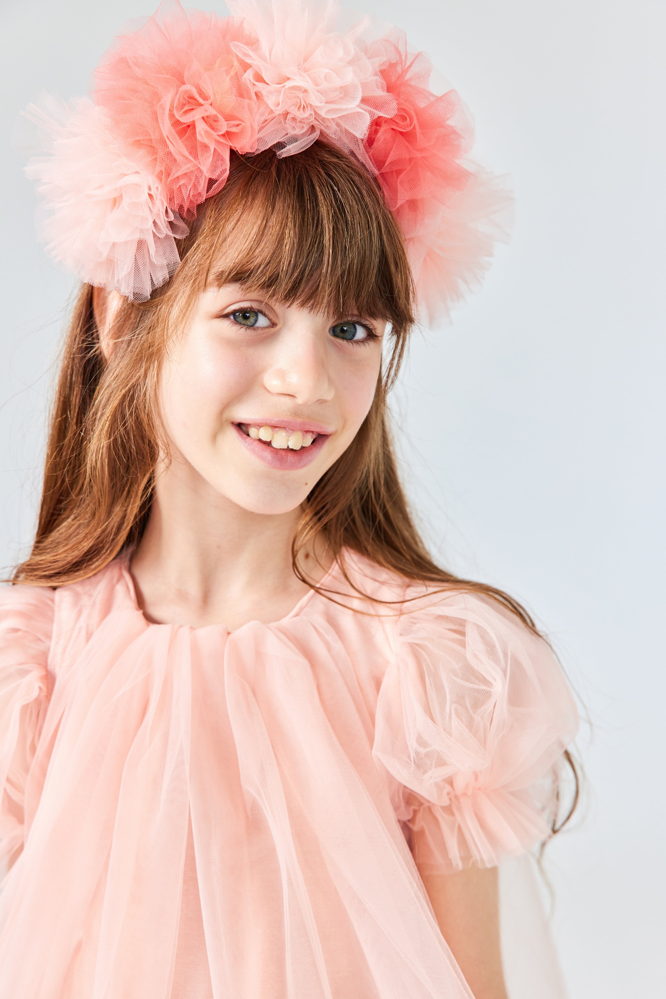 Abito Nude Bambina Tulle Pom Pom