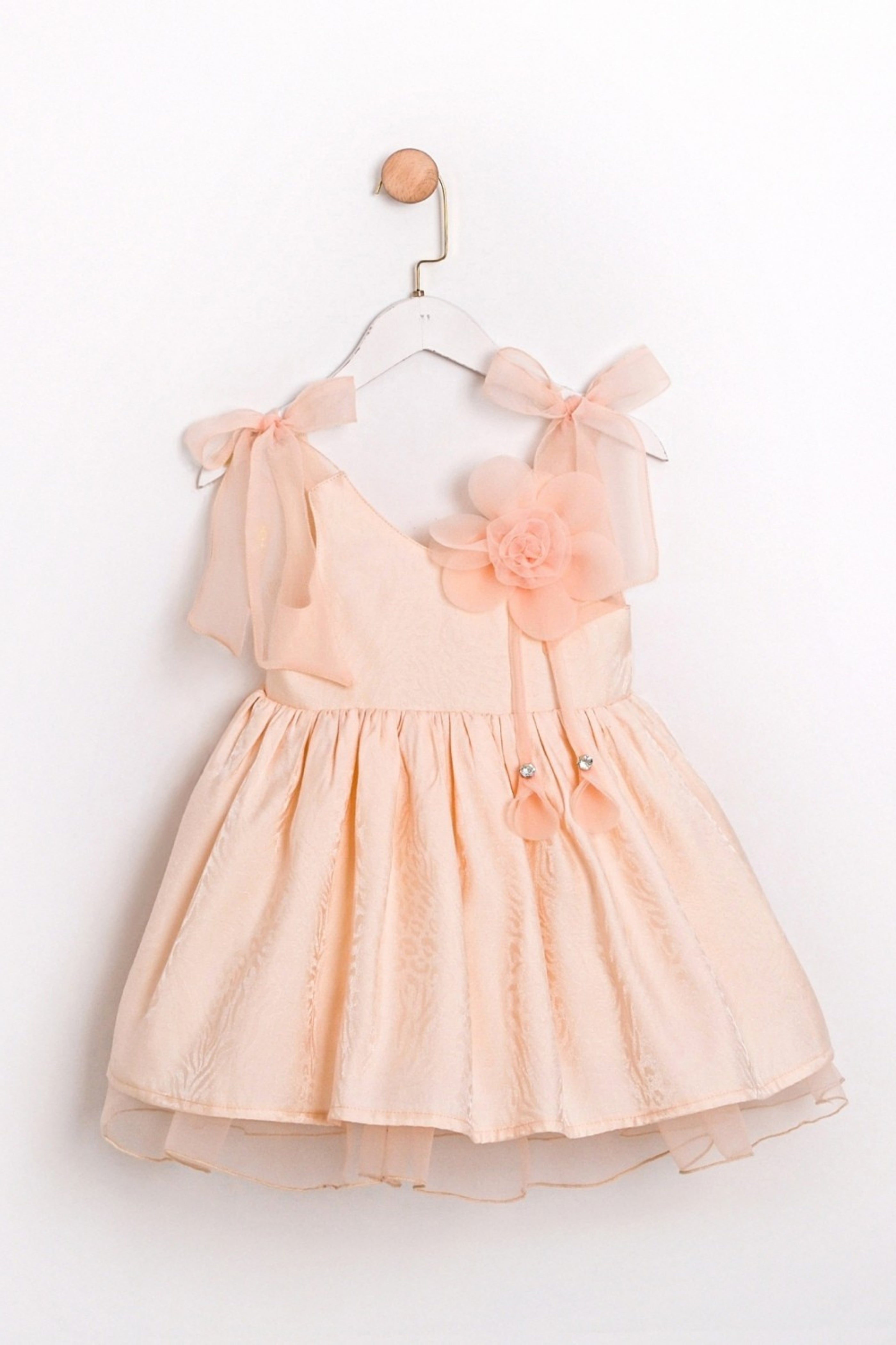 Abito Bambina Tulle e Fiocchi Pesca