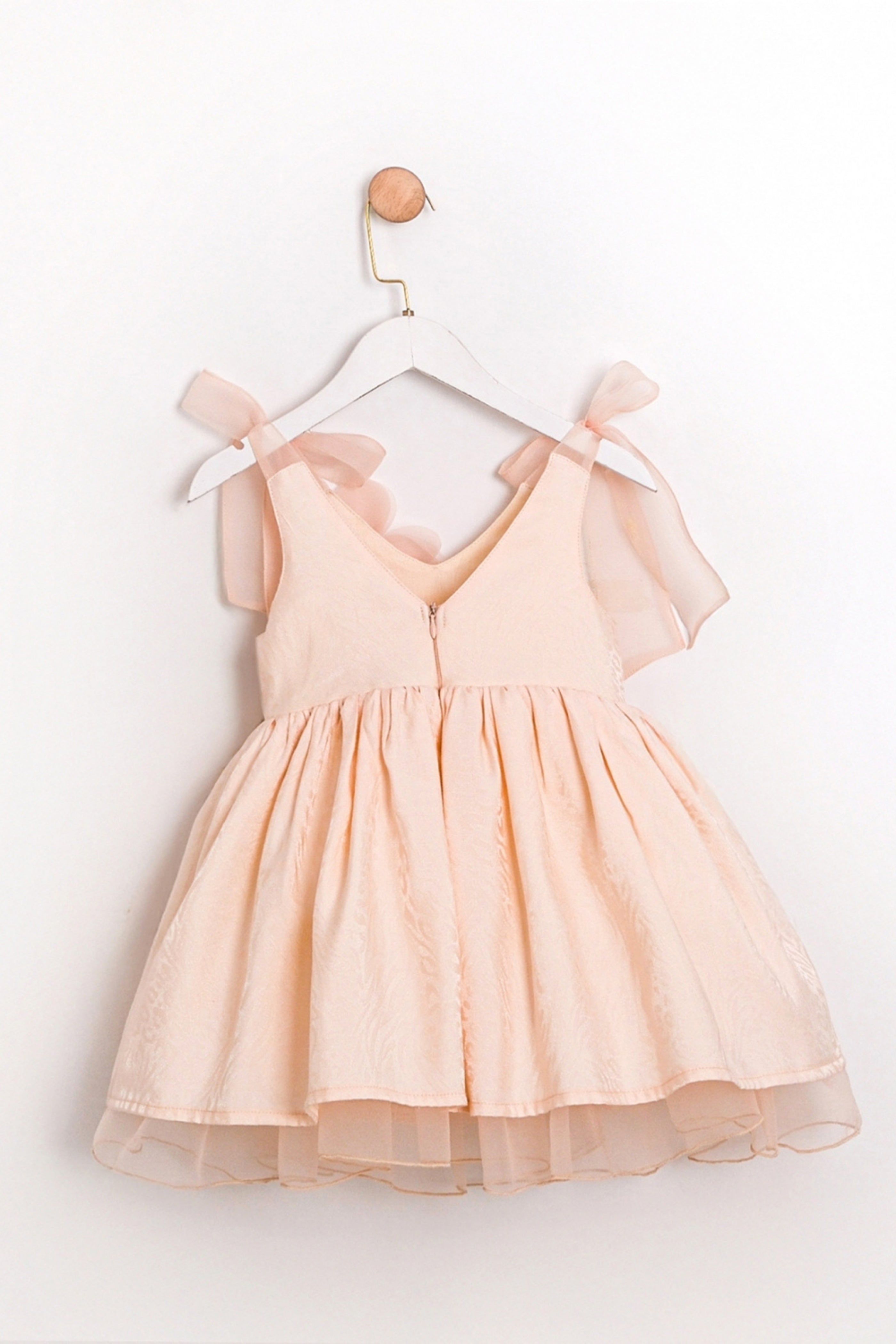 Abito Bambina Tulle e Fiocchi Pesca