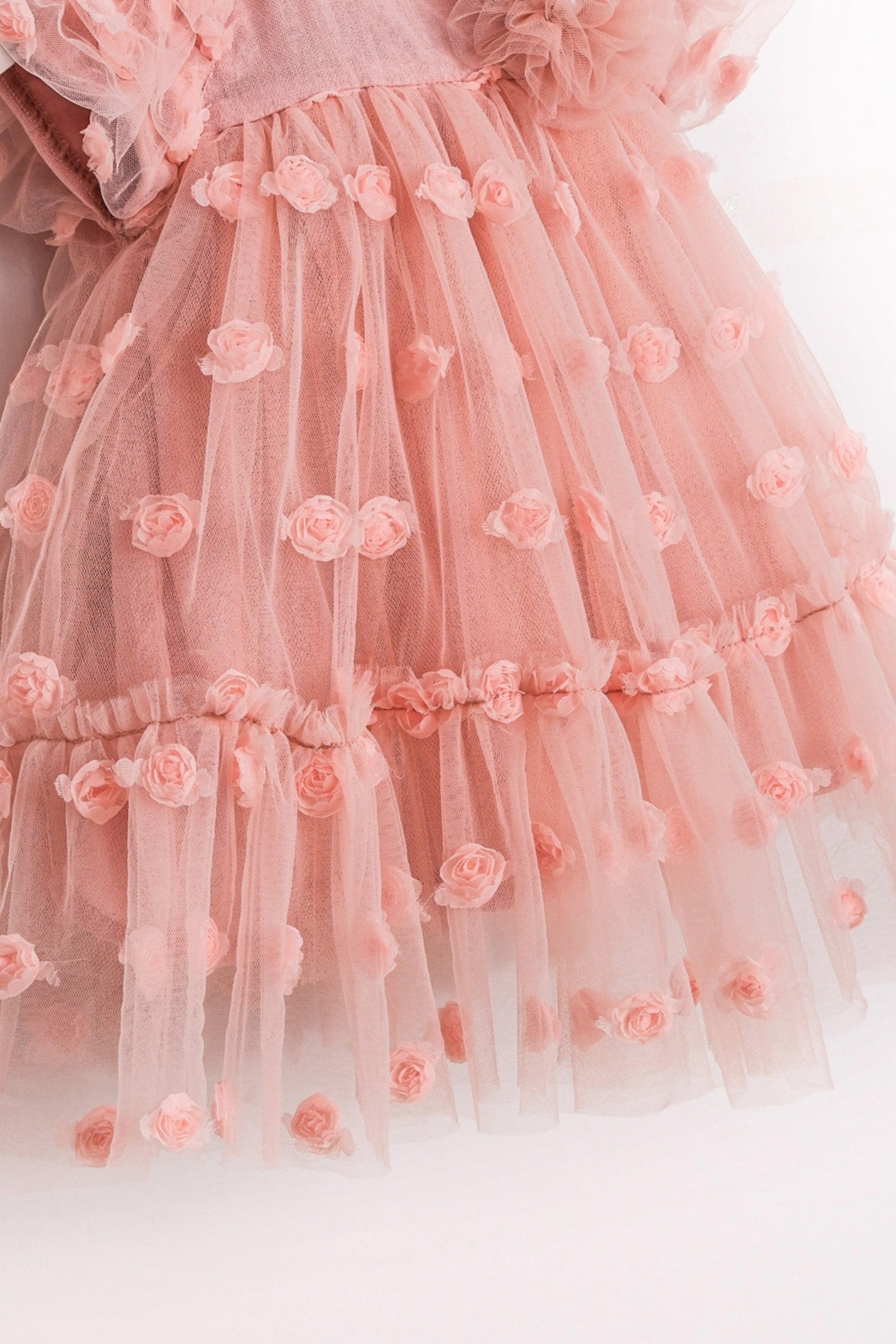 Abito Neonata Tulle Roselline Pesca