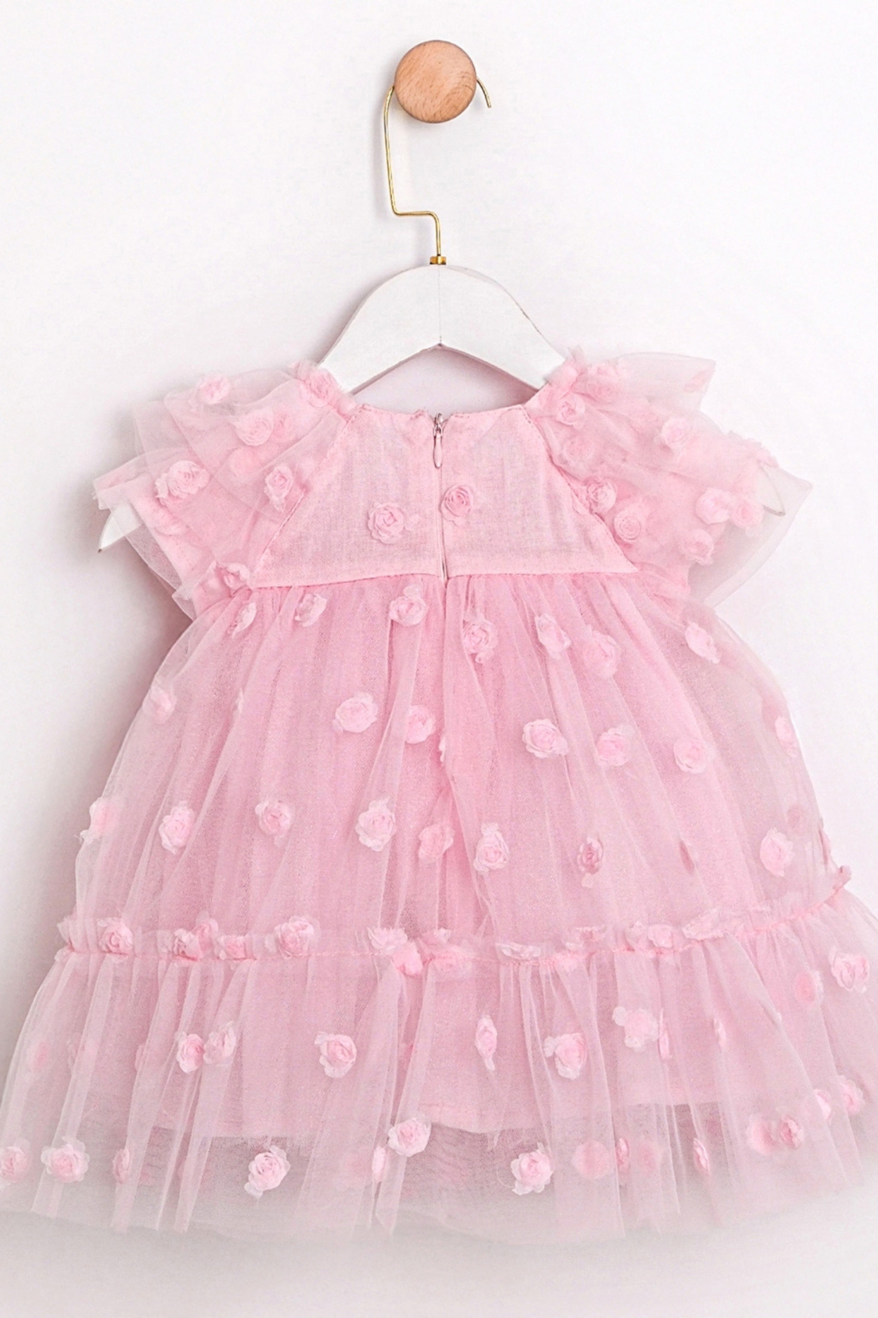 Abito Neonata Tulle Roselline Rosa