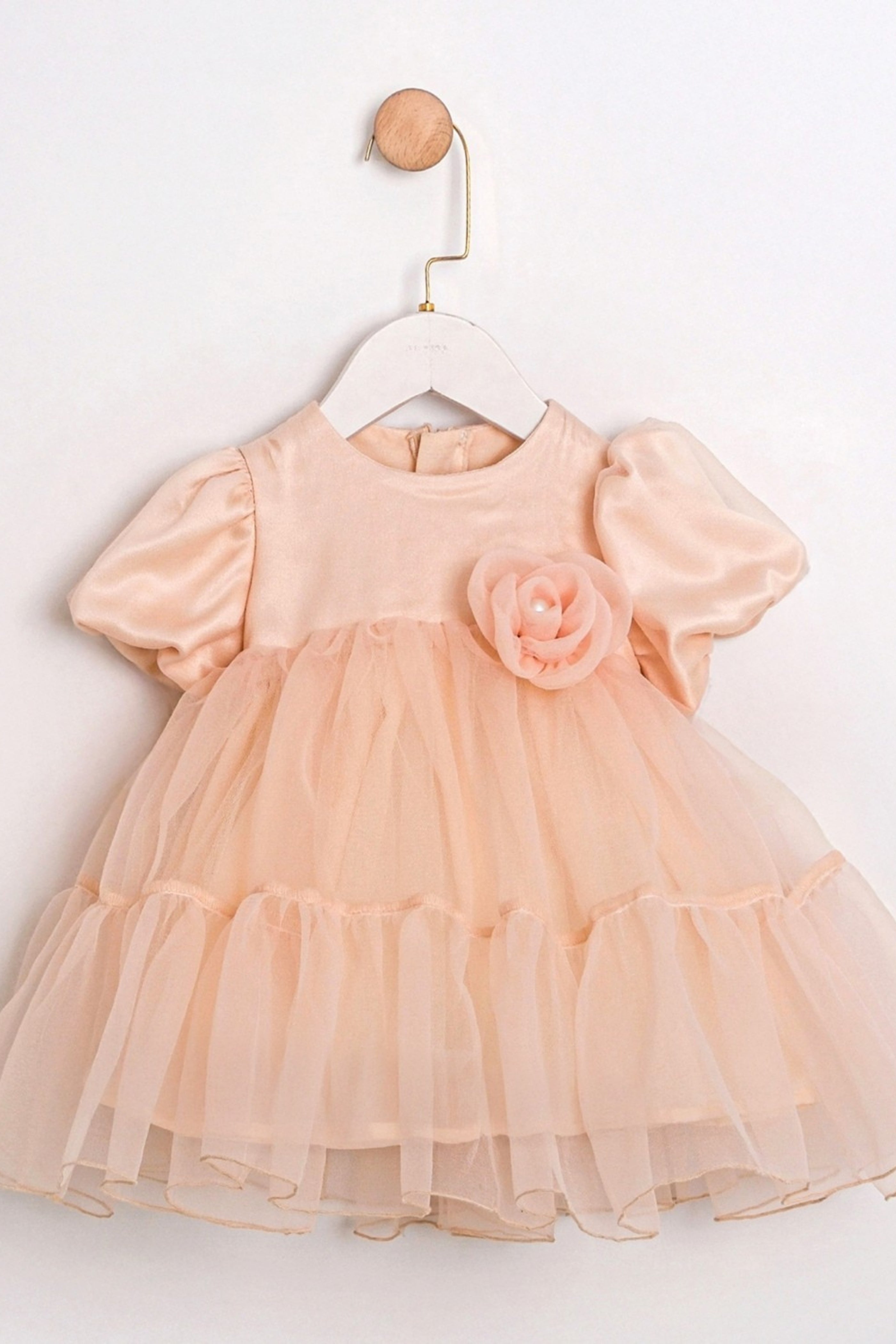 Abito Neonata Rosa Tulle Pesca