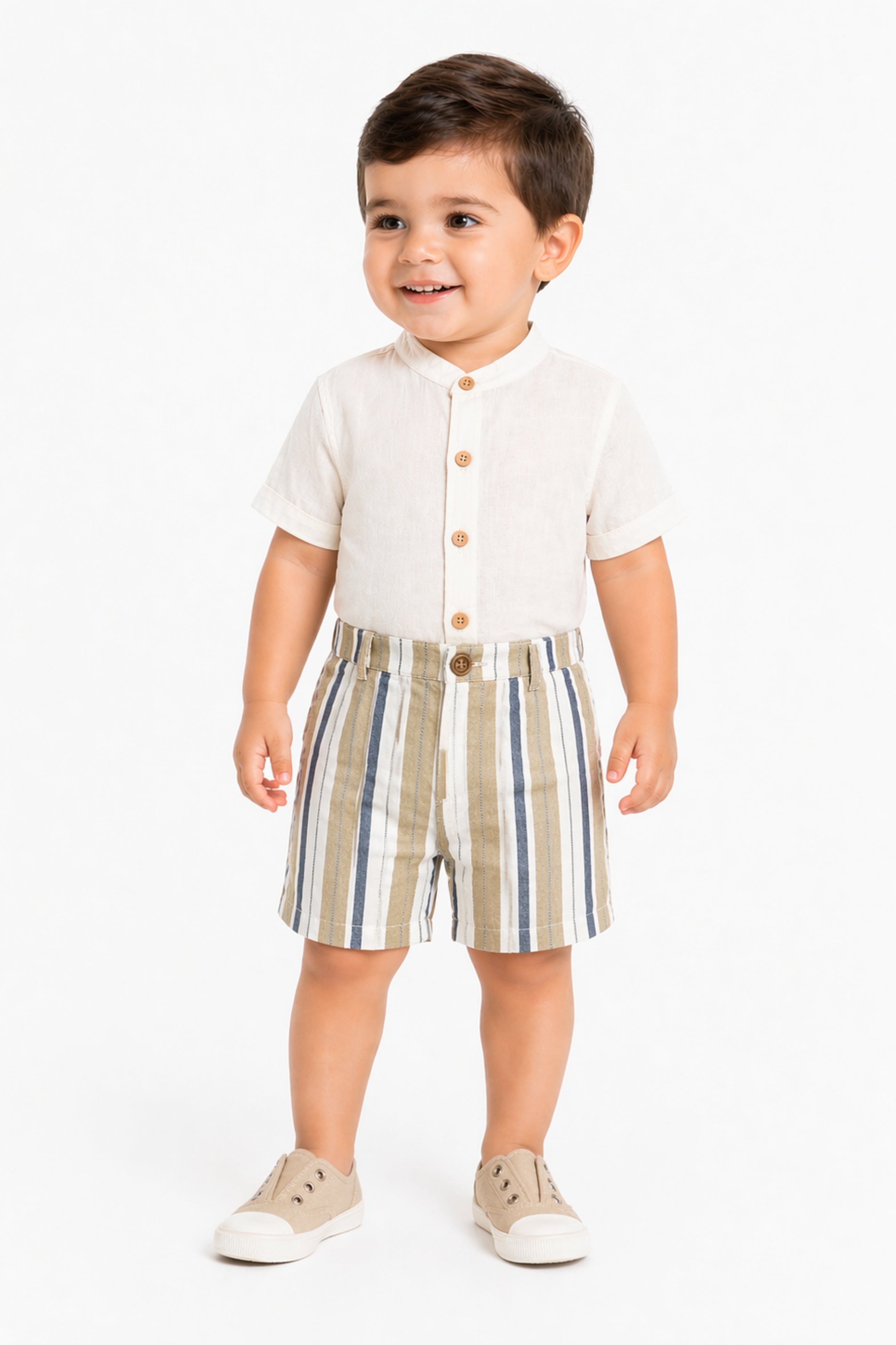 Completo Neonato Righe Beige