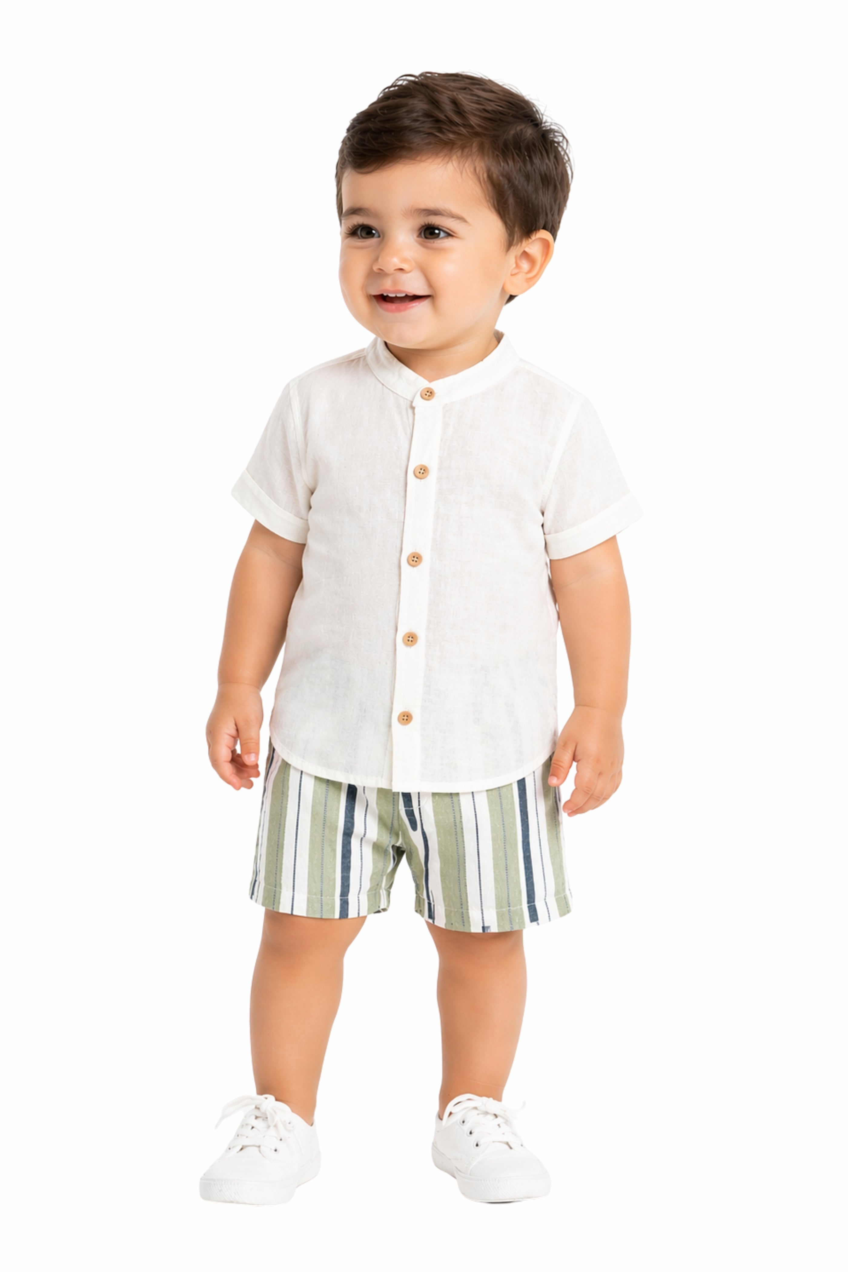 Completo Neonato Righe Verde Salvia