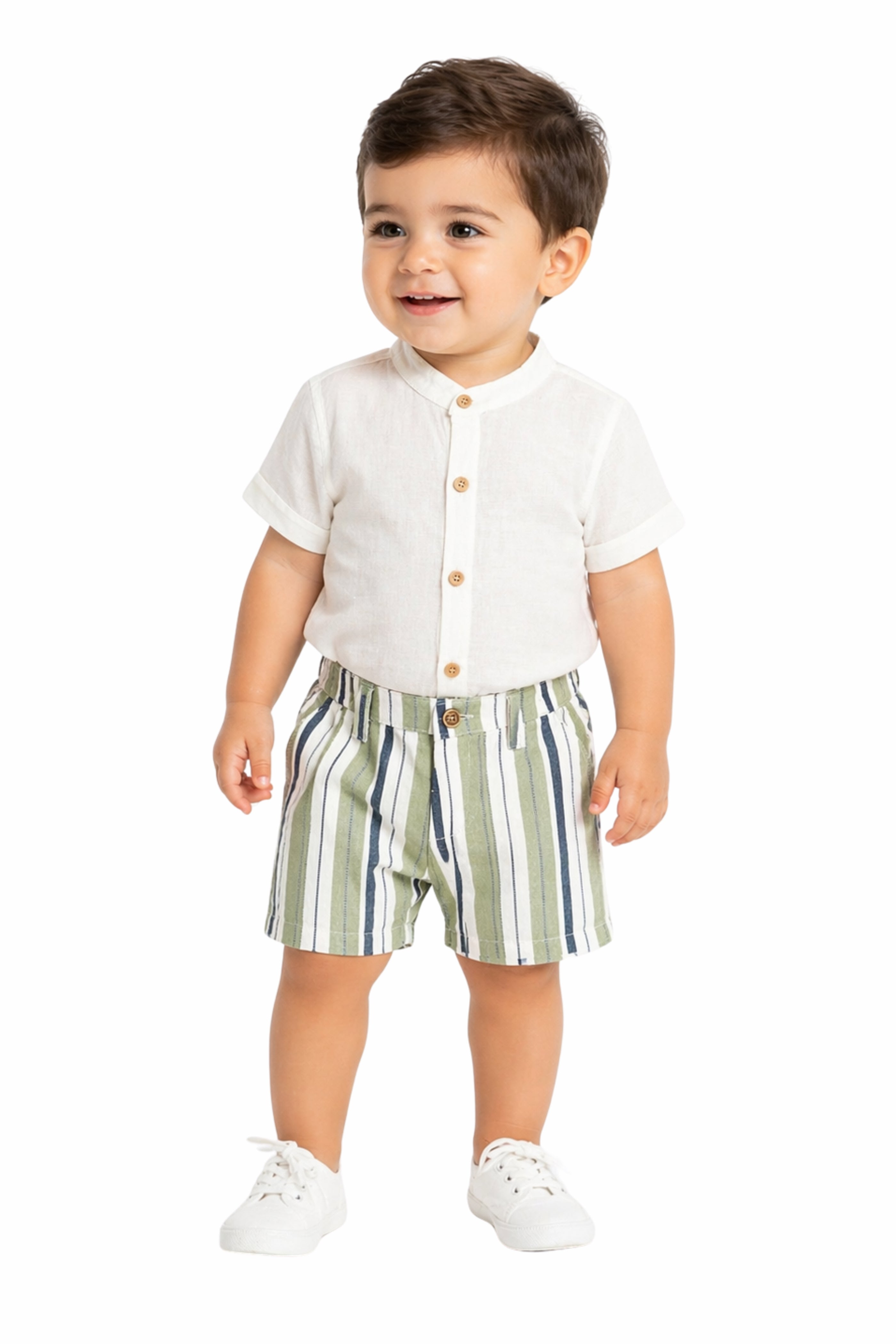 Completo Neonato Righe Verde Salvia