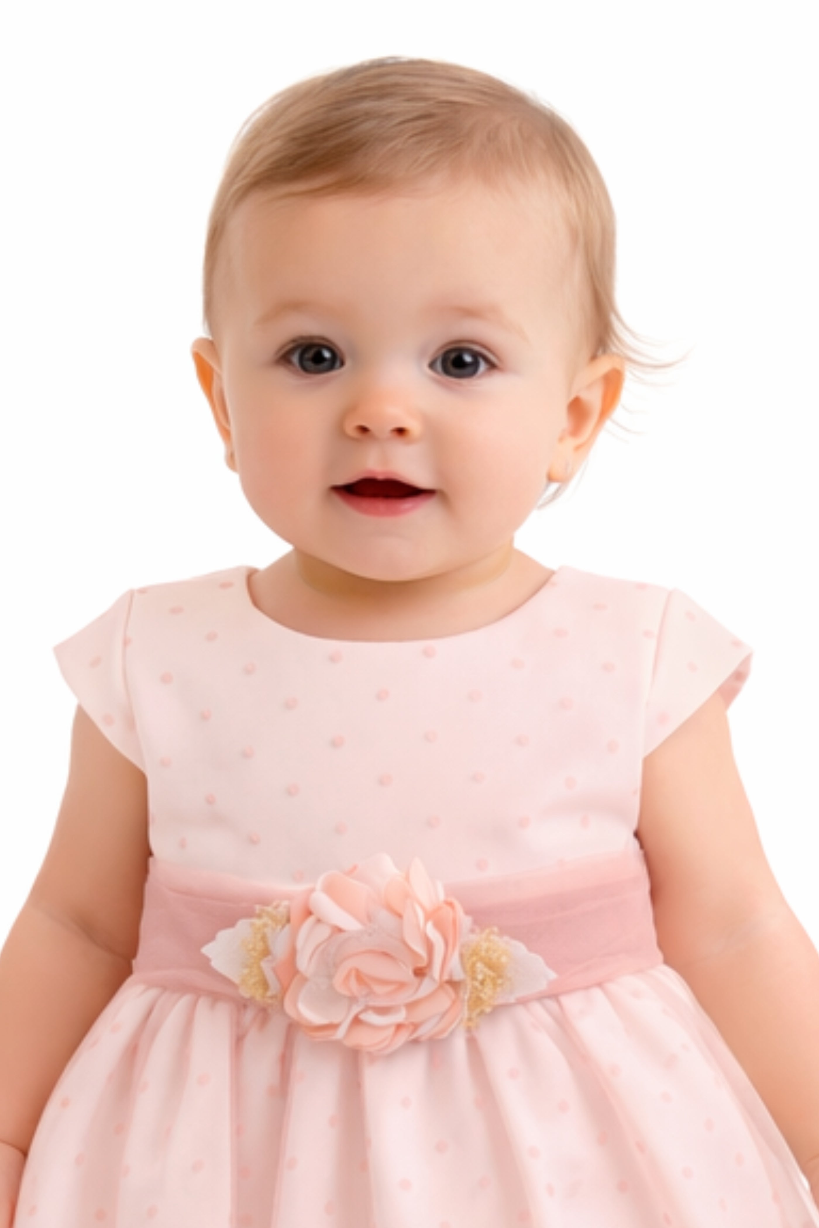 Abito Battesimo Neonata Pois Rosa