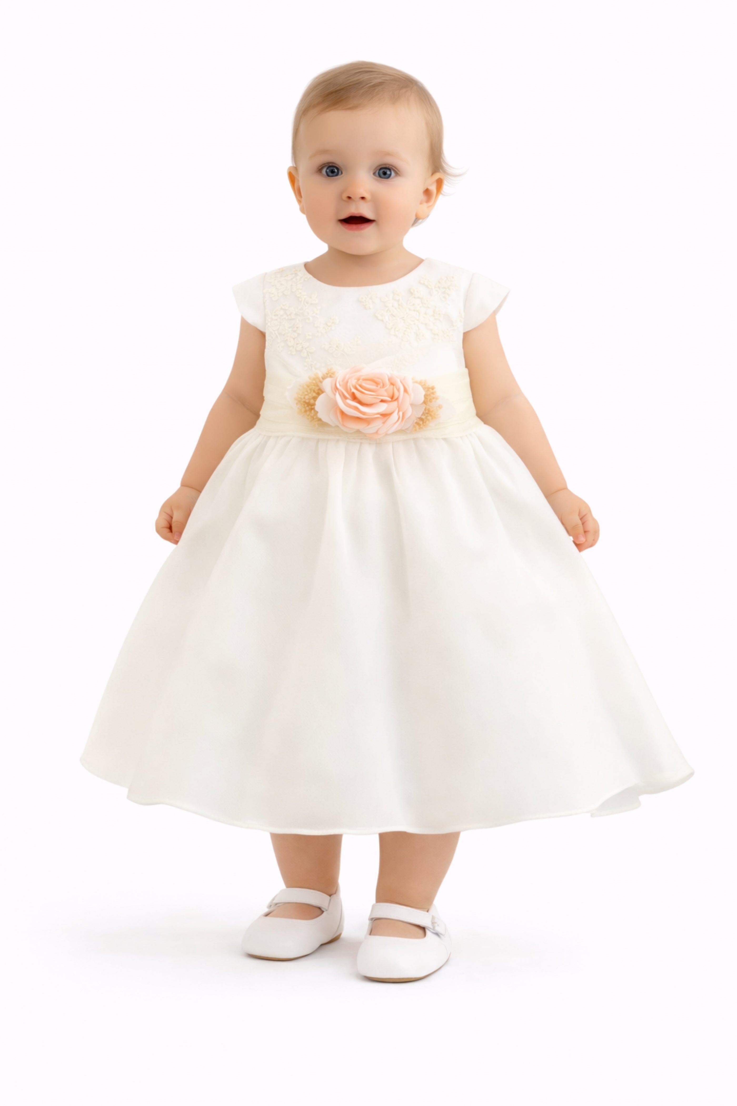 Abito battesimo Neonata Panna Ricami
