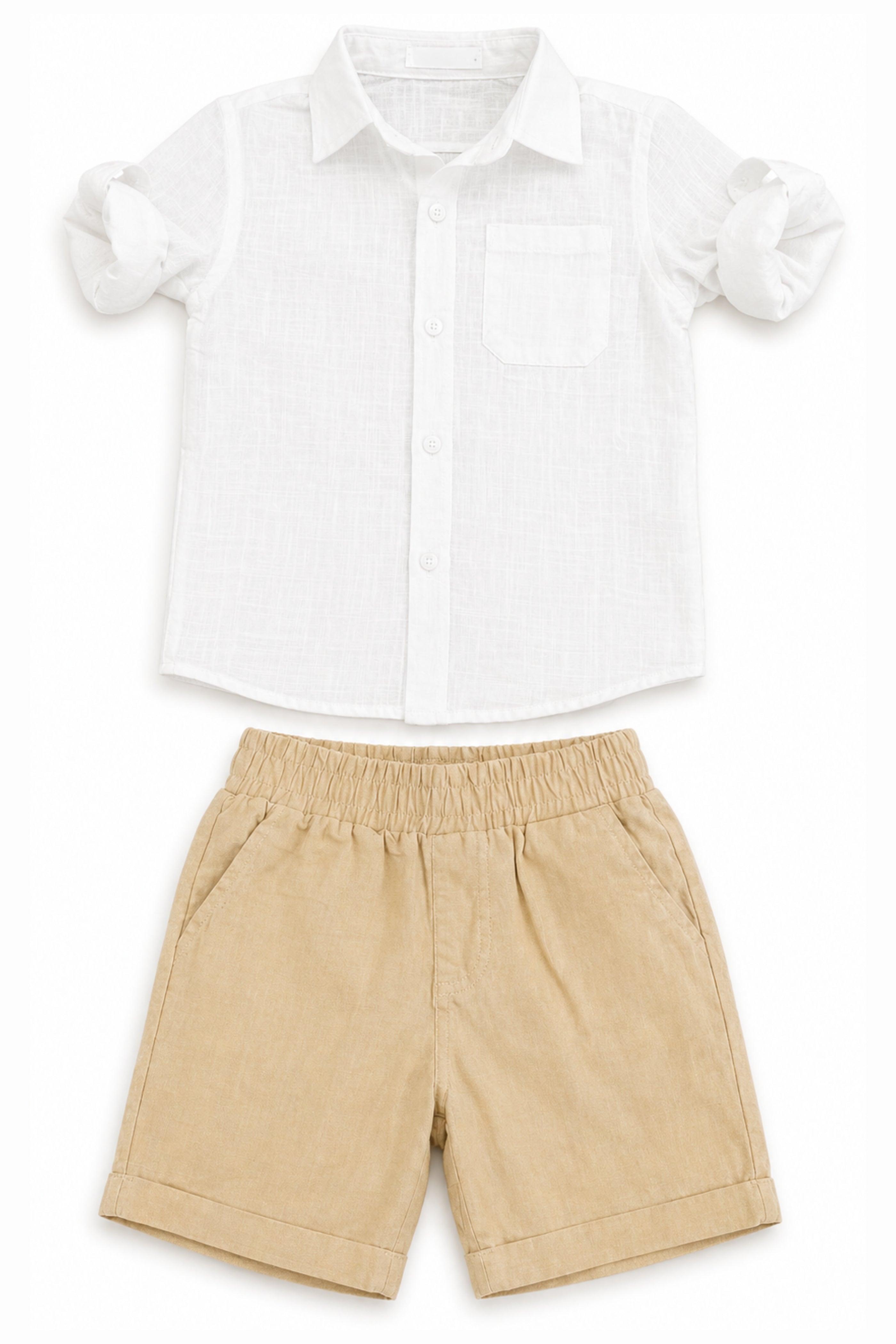 Completo Bambino Camicia e Bermuda Beige