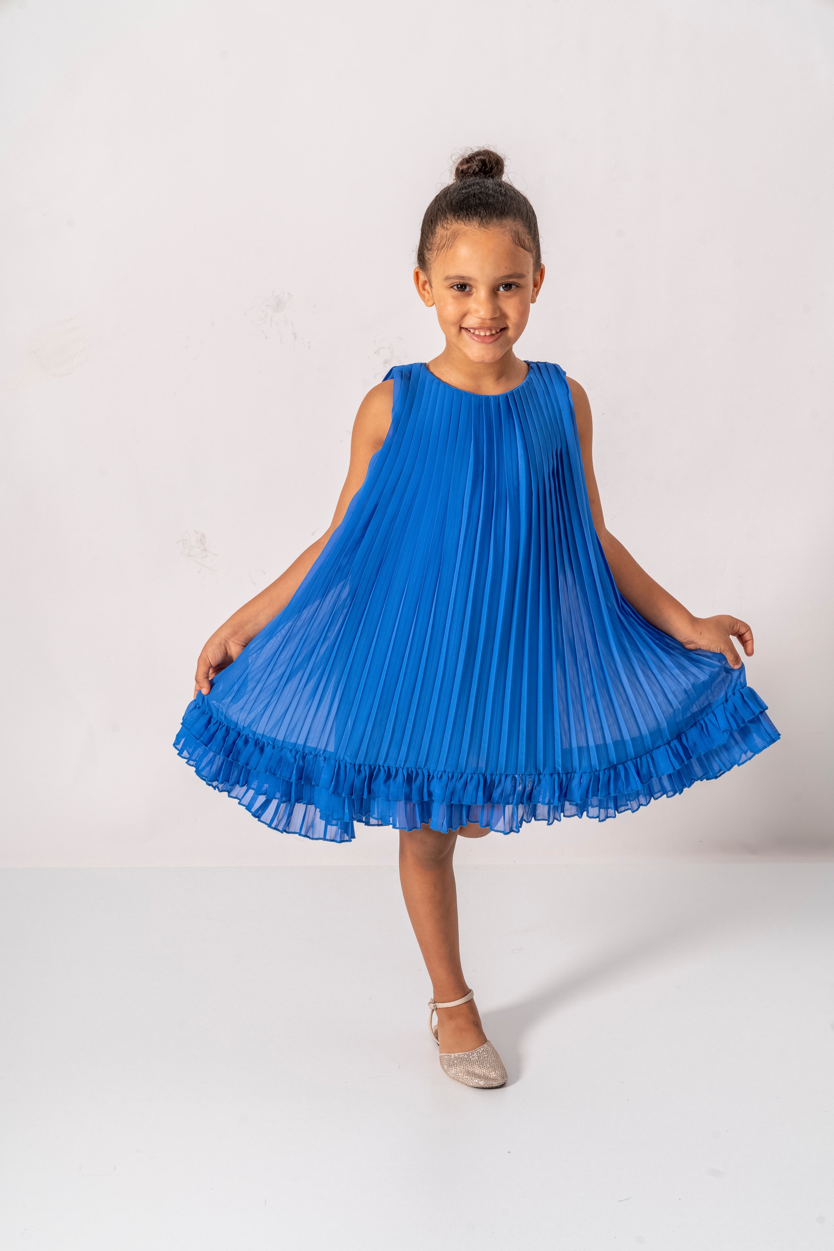 Abito Blu Royal Bambina Plissè
