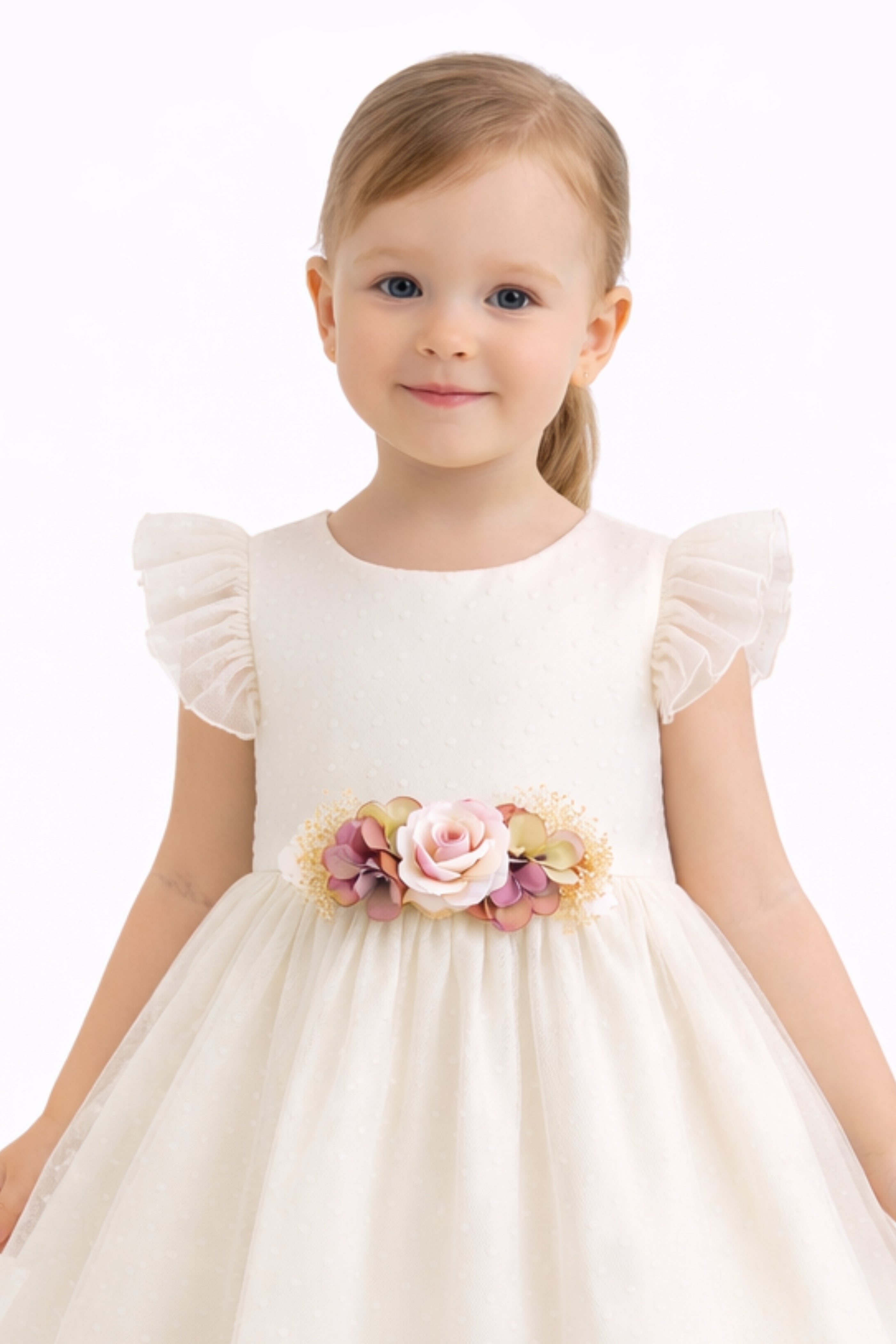 Abito Elegante Neonata e Bambina Crema