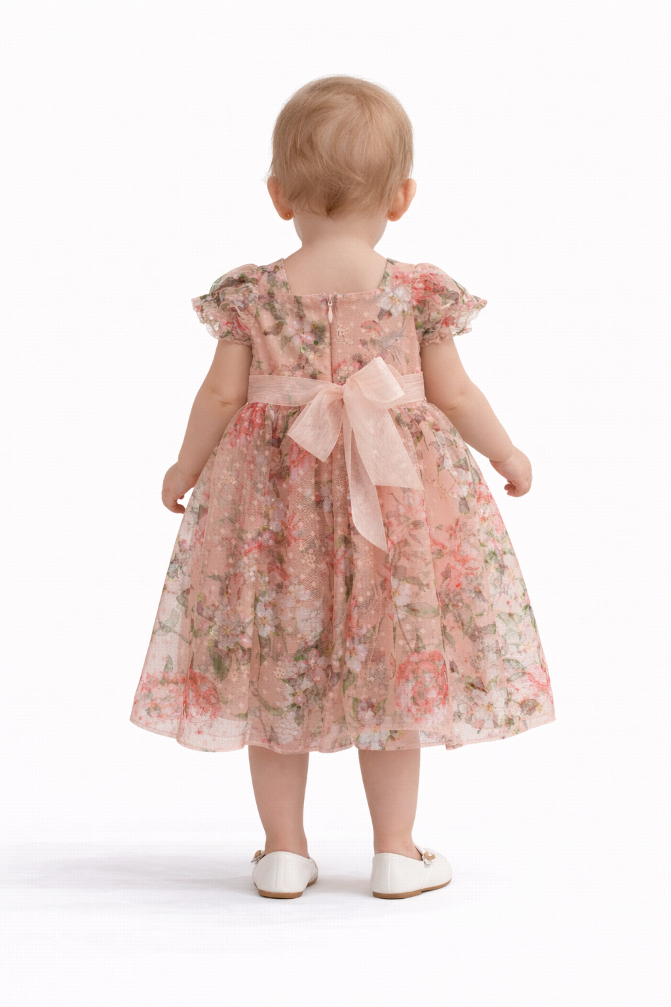 Abito Neonata Fiori Pesca