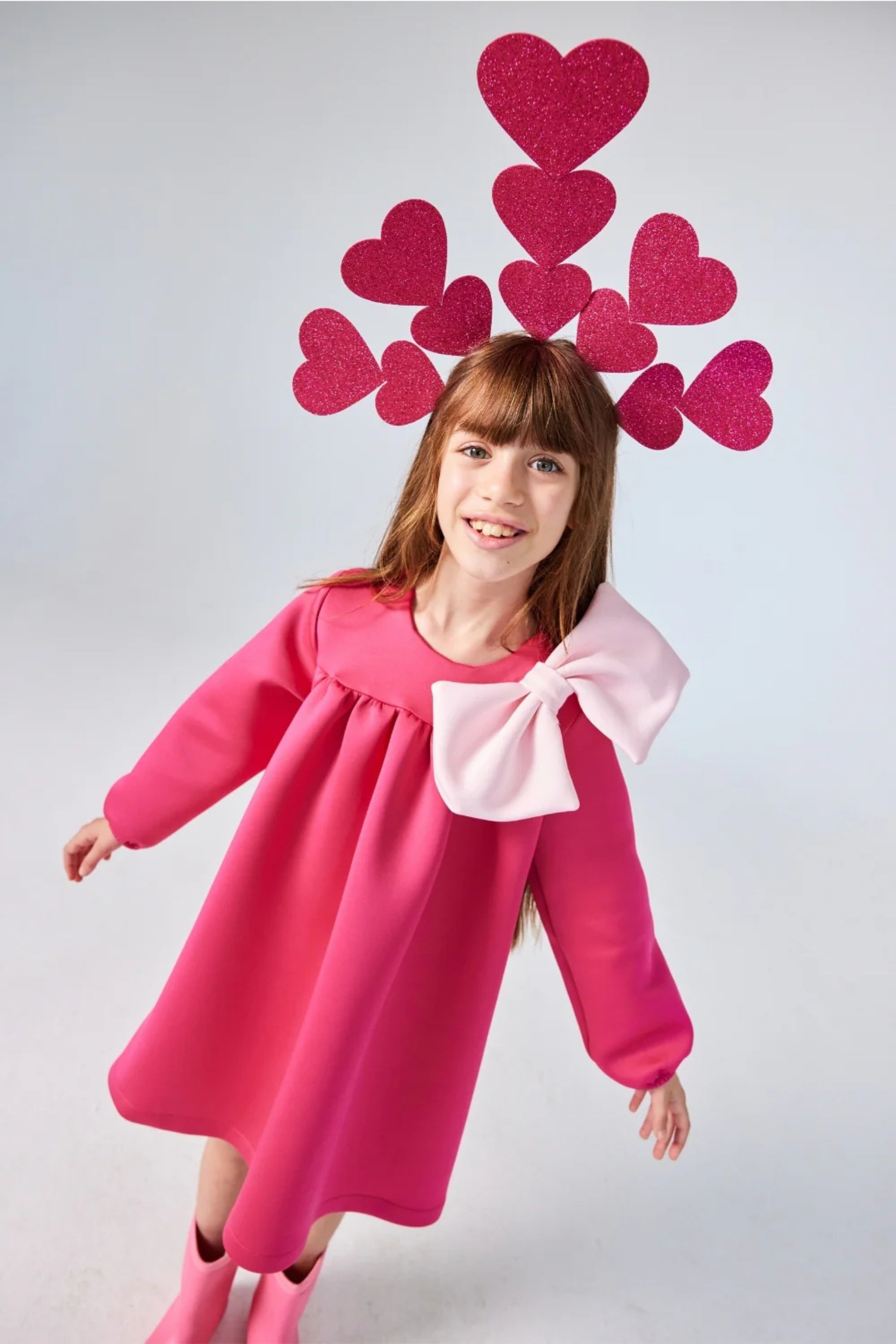 Abito Bambina Fiocco Fucsia