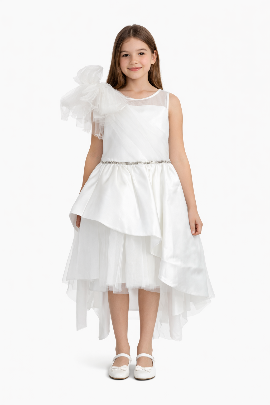 Abito Comunione Bambina Bianco Svasato