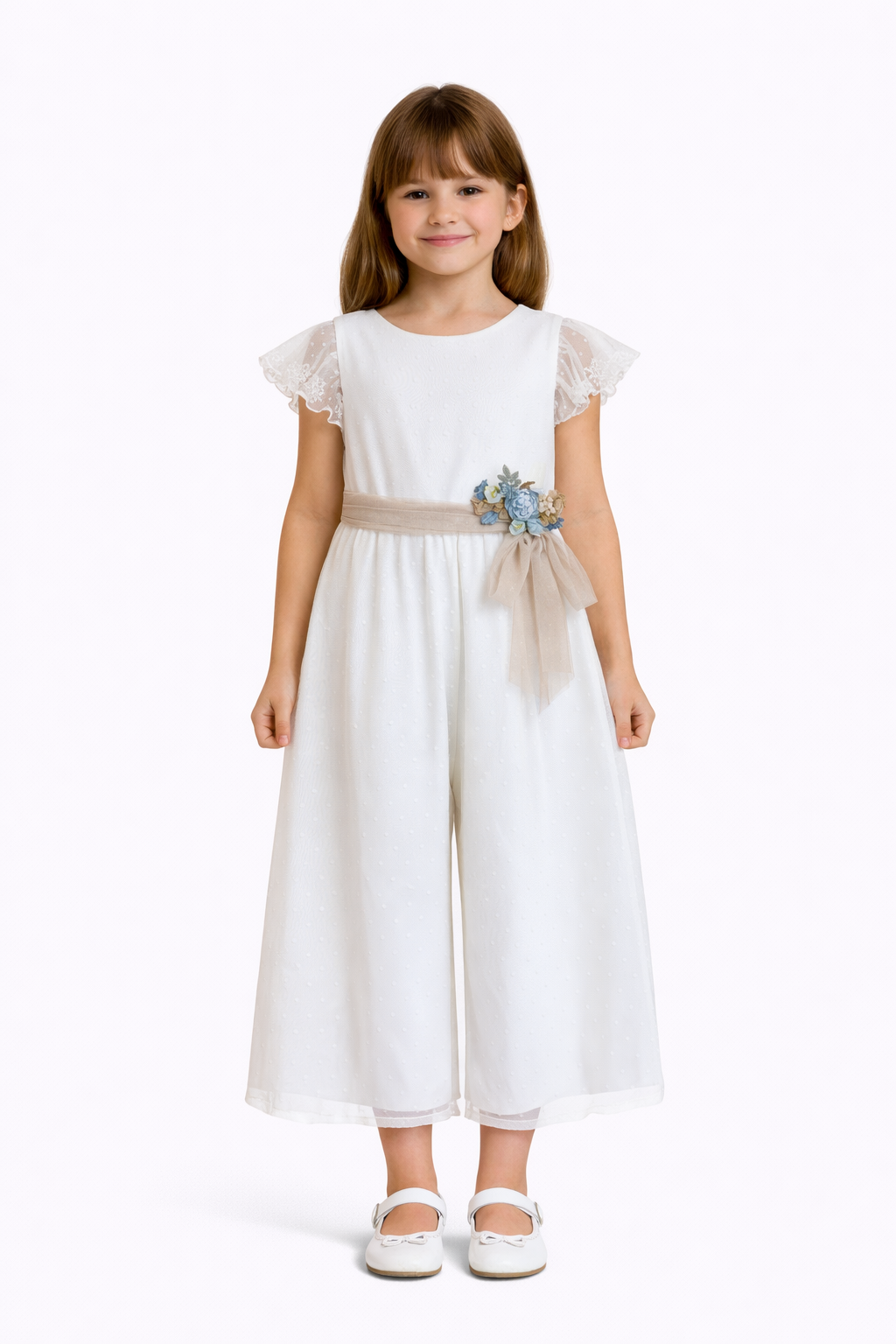 Tuta Elegante Comunione Bambina Bianca