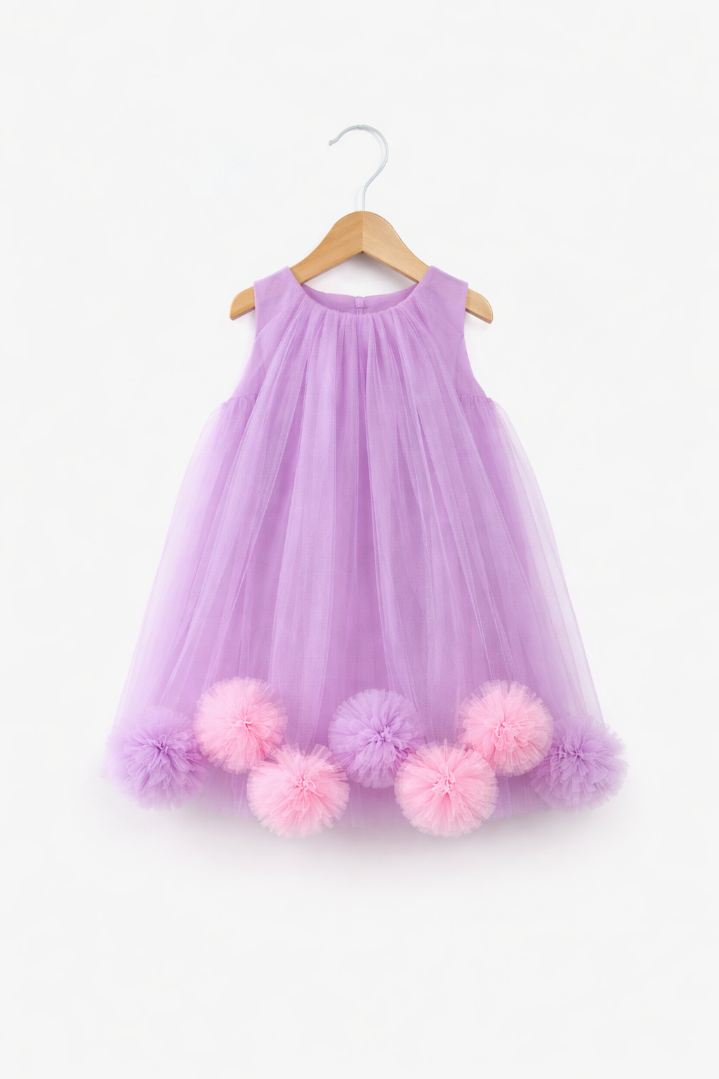 Abito Bambina Giromanica Pom Pom Glicine