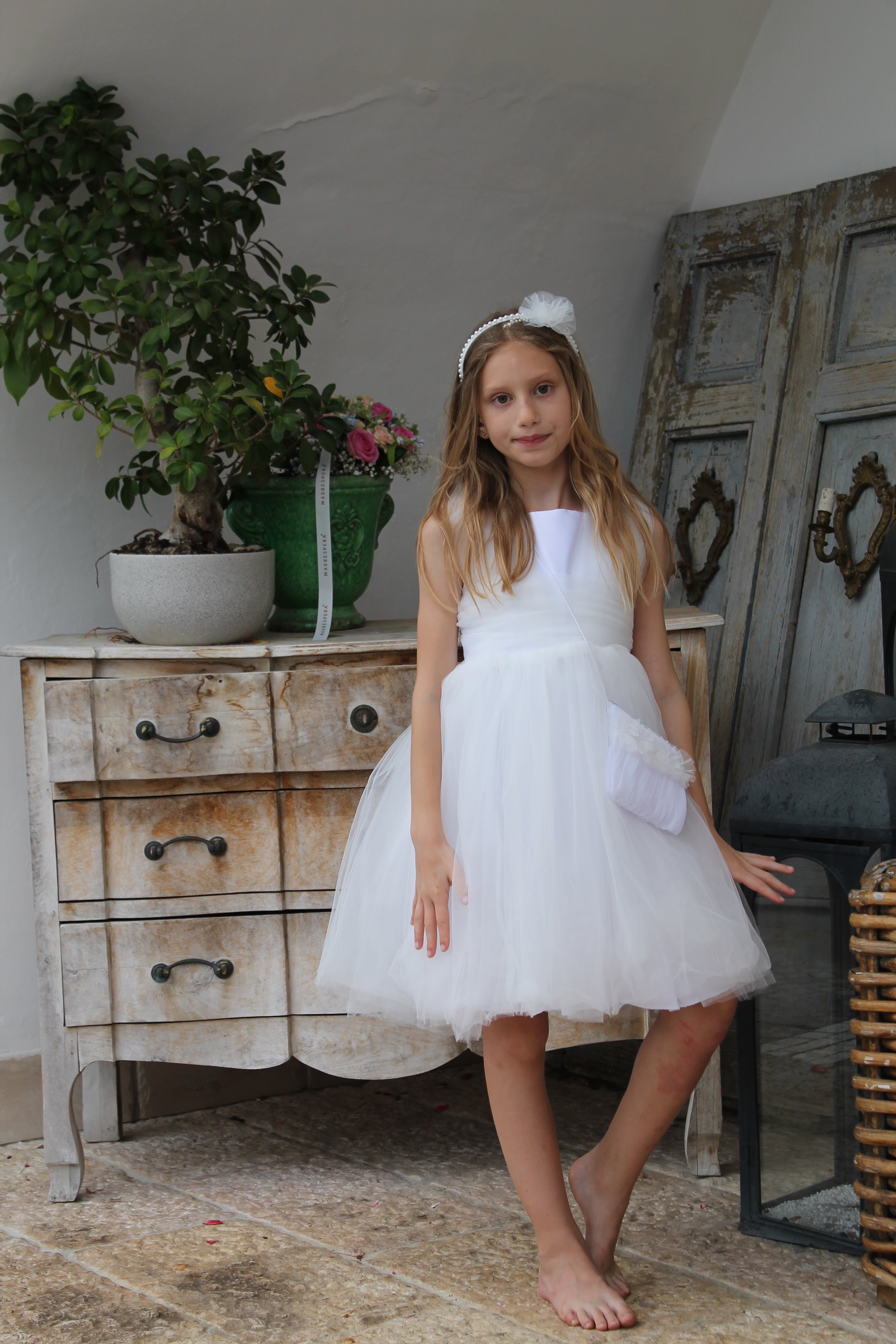 Butterfly White Dress for Girls