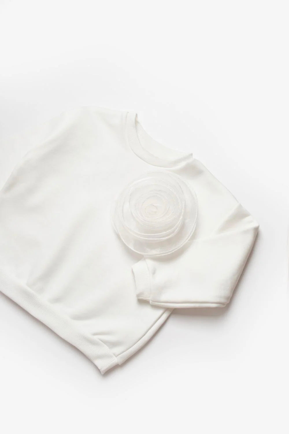 Felpa Bambina Fiore Bianco