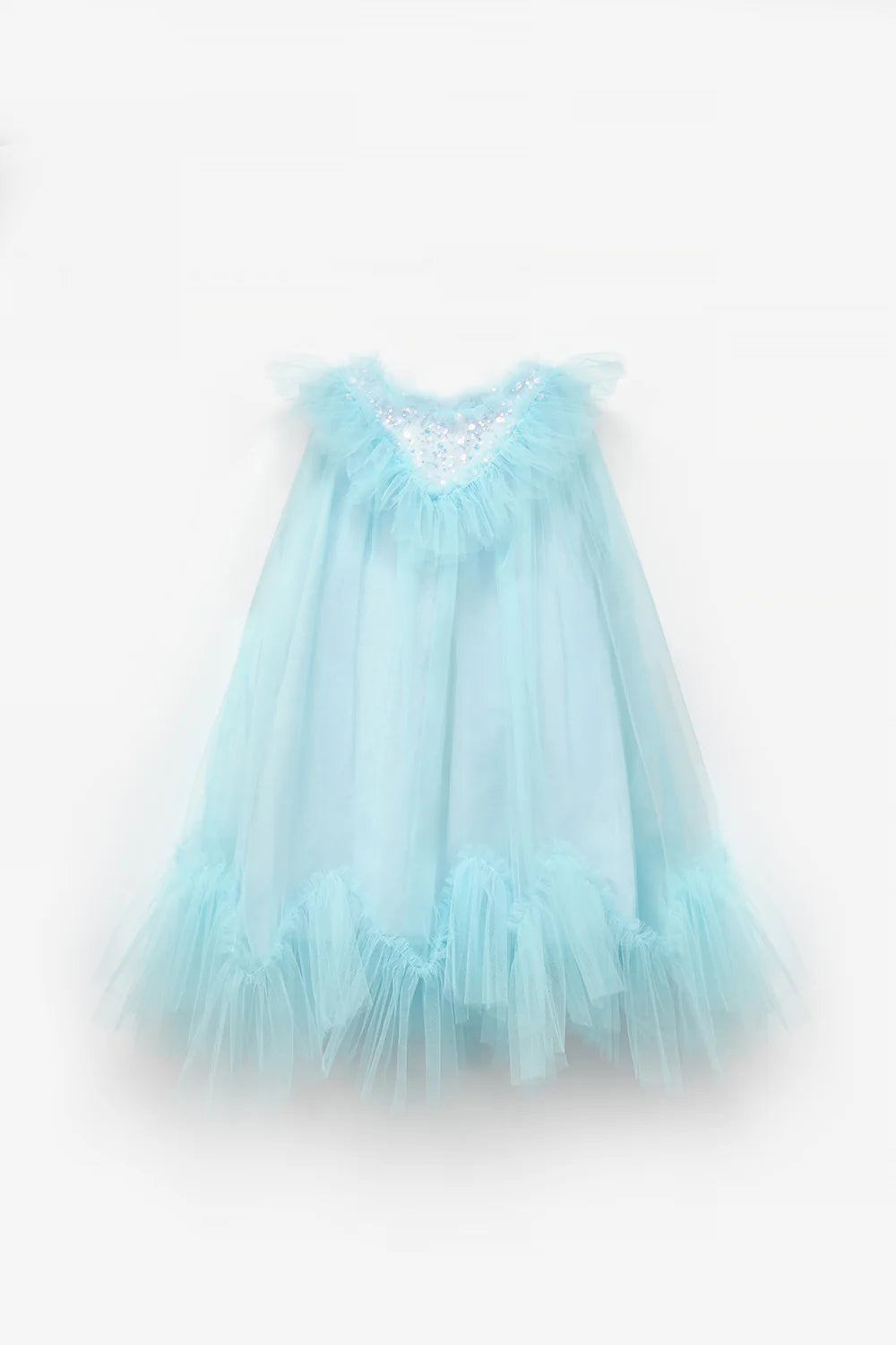 Abito Bambina Tulle Celeste Polvere