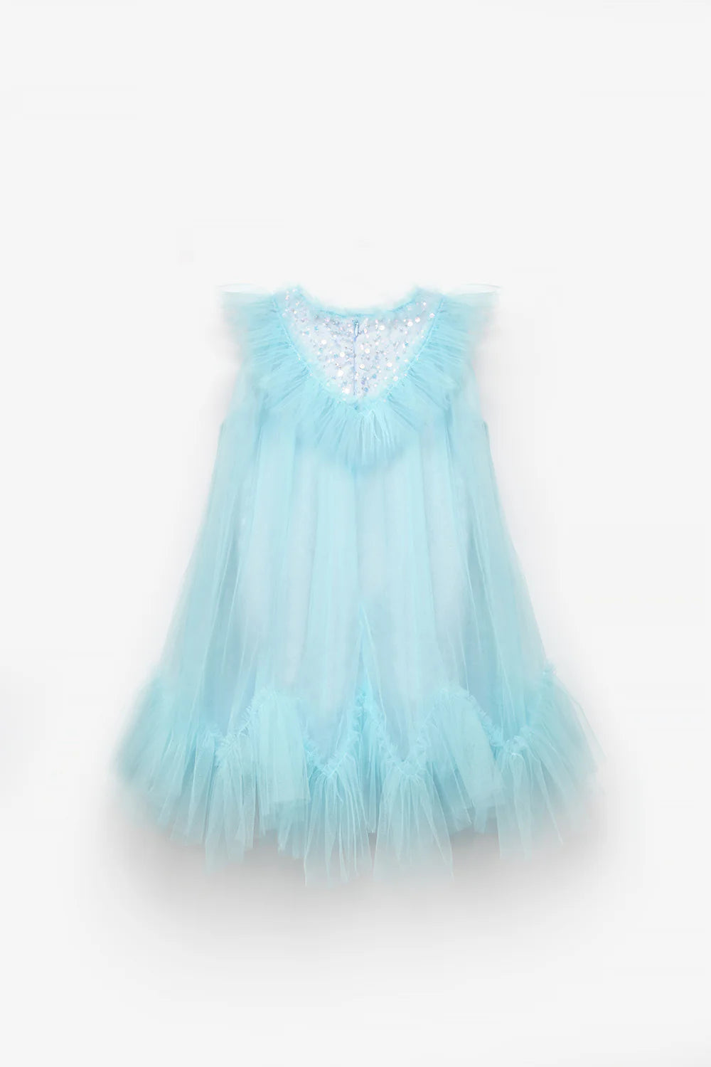 Abito Bambina Tulle Celeste Polvere