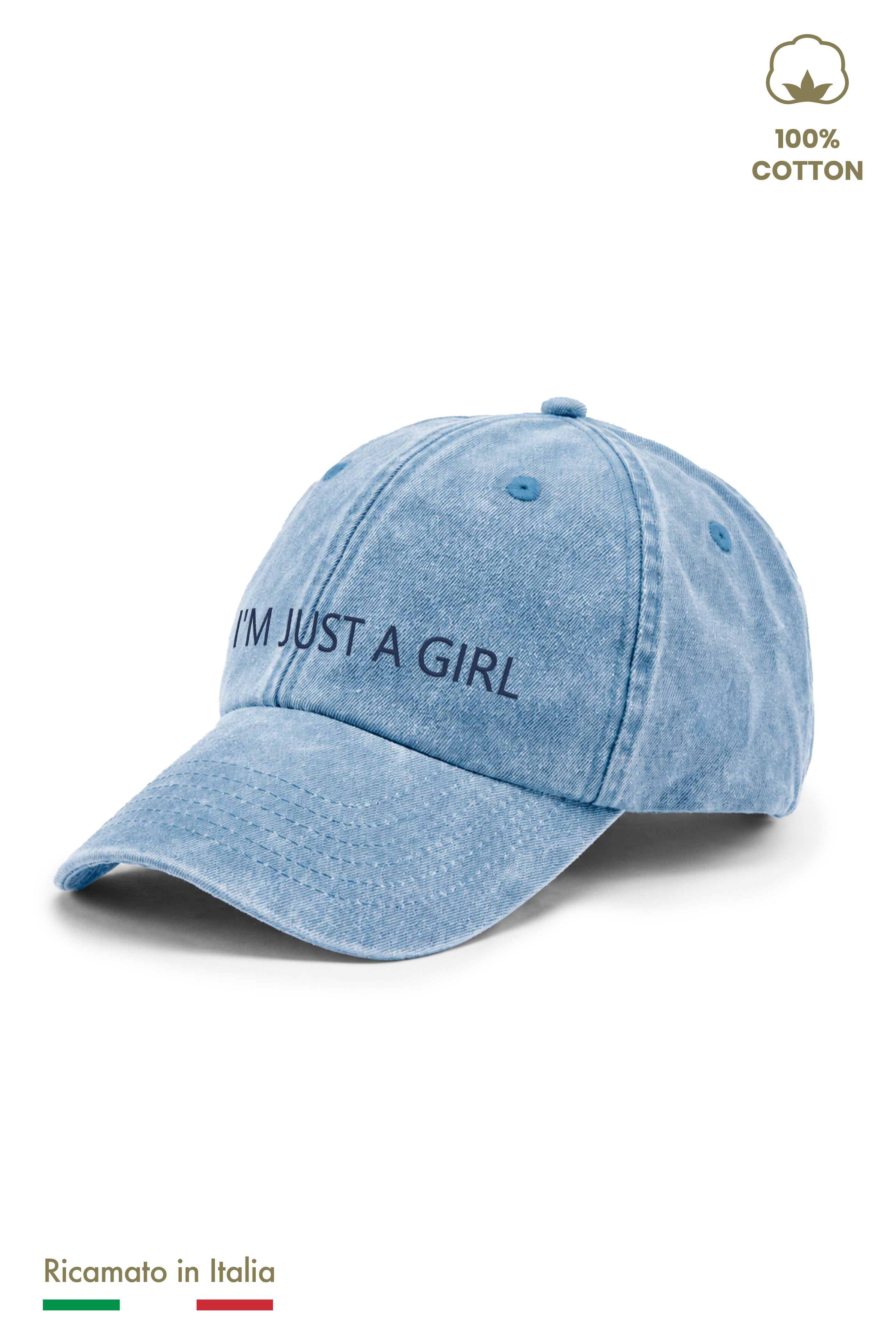 Cappellino Ricamato Bambina Vintage "I'M JUST A GIRL"