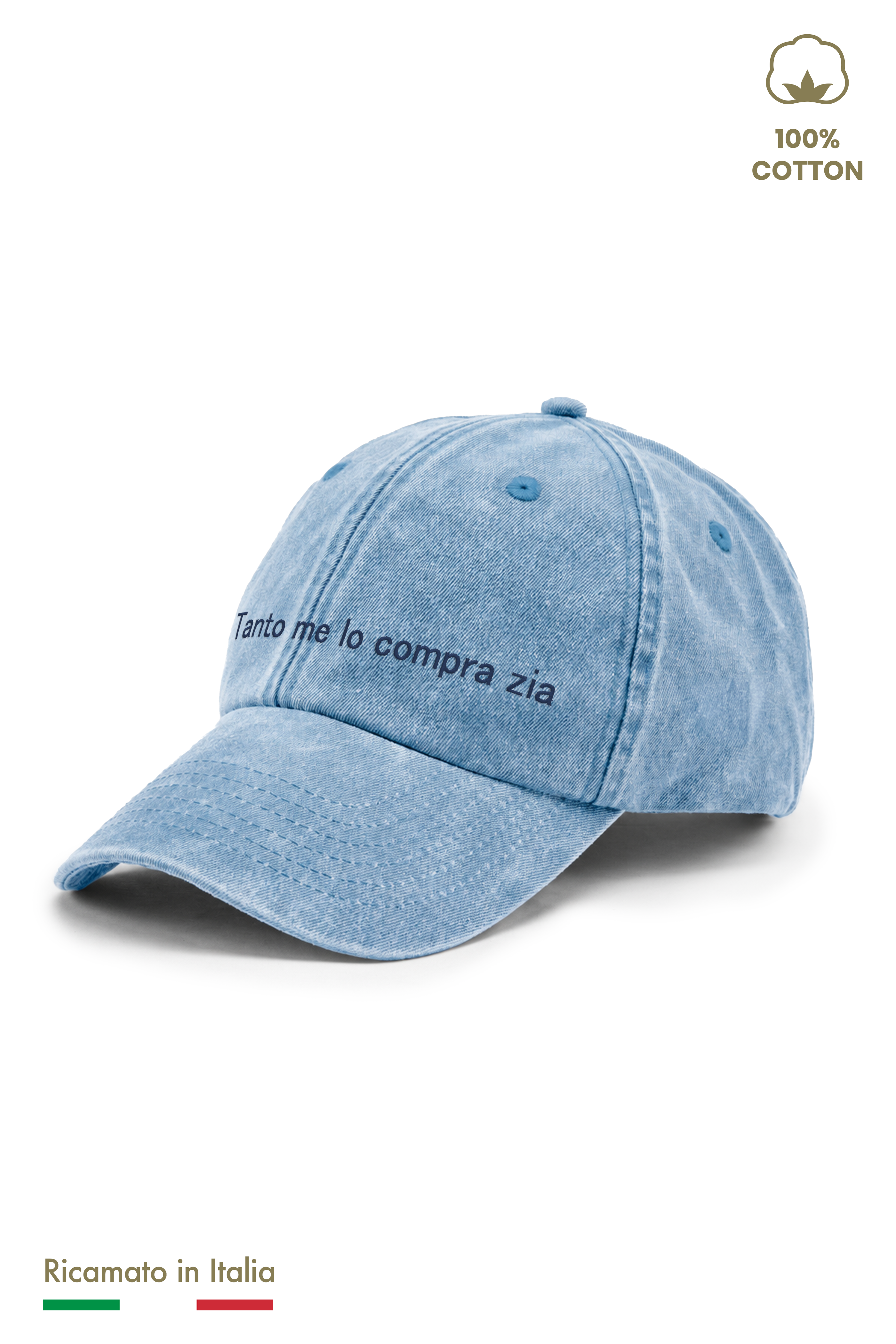 Cappellino Ricamato Bambino Unisex Vintage "Tanto me lo compra Zia"